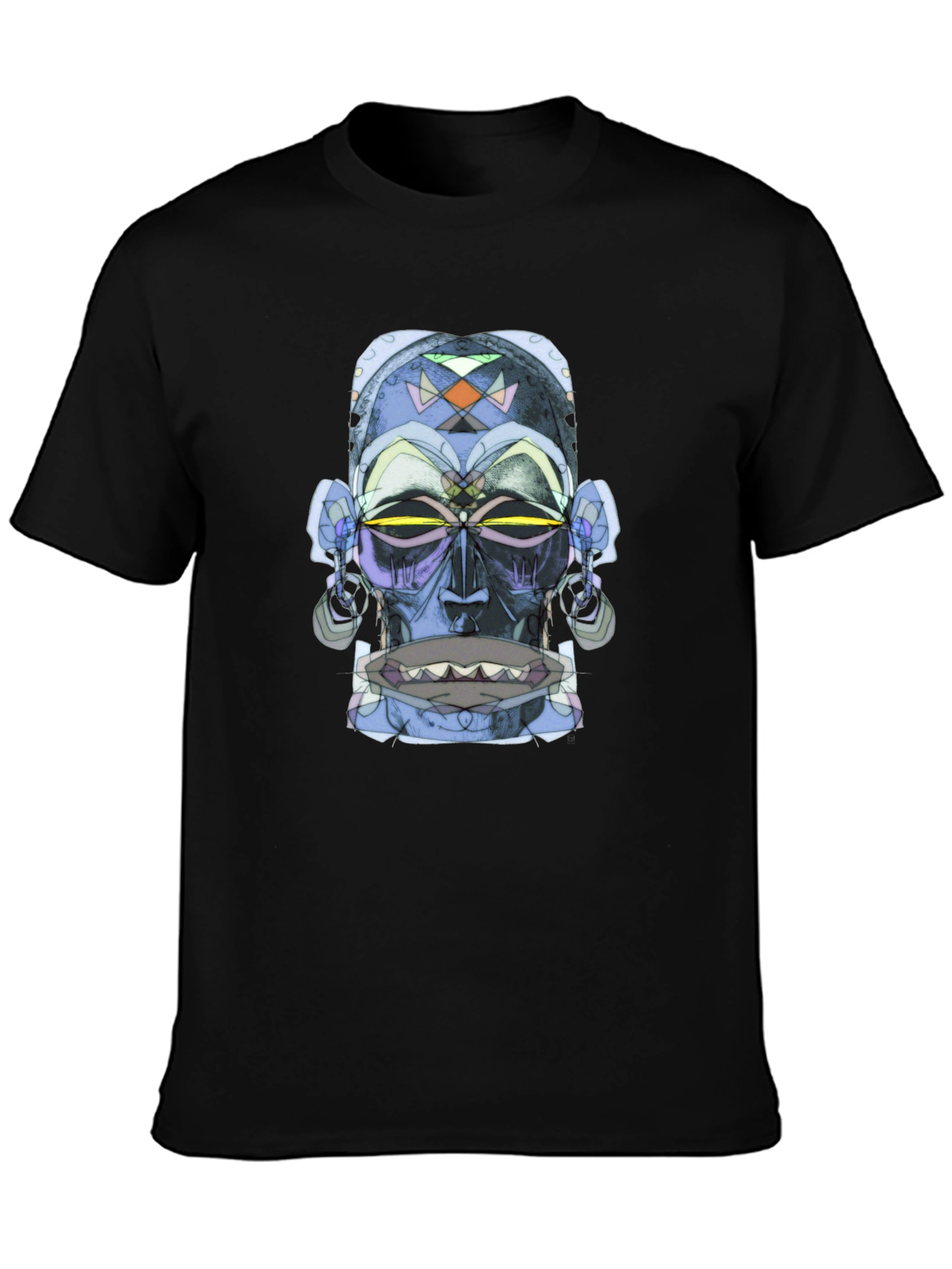 Camiseta Negra con Diseño Abstracto Tribal