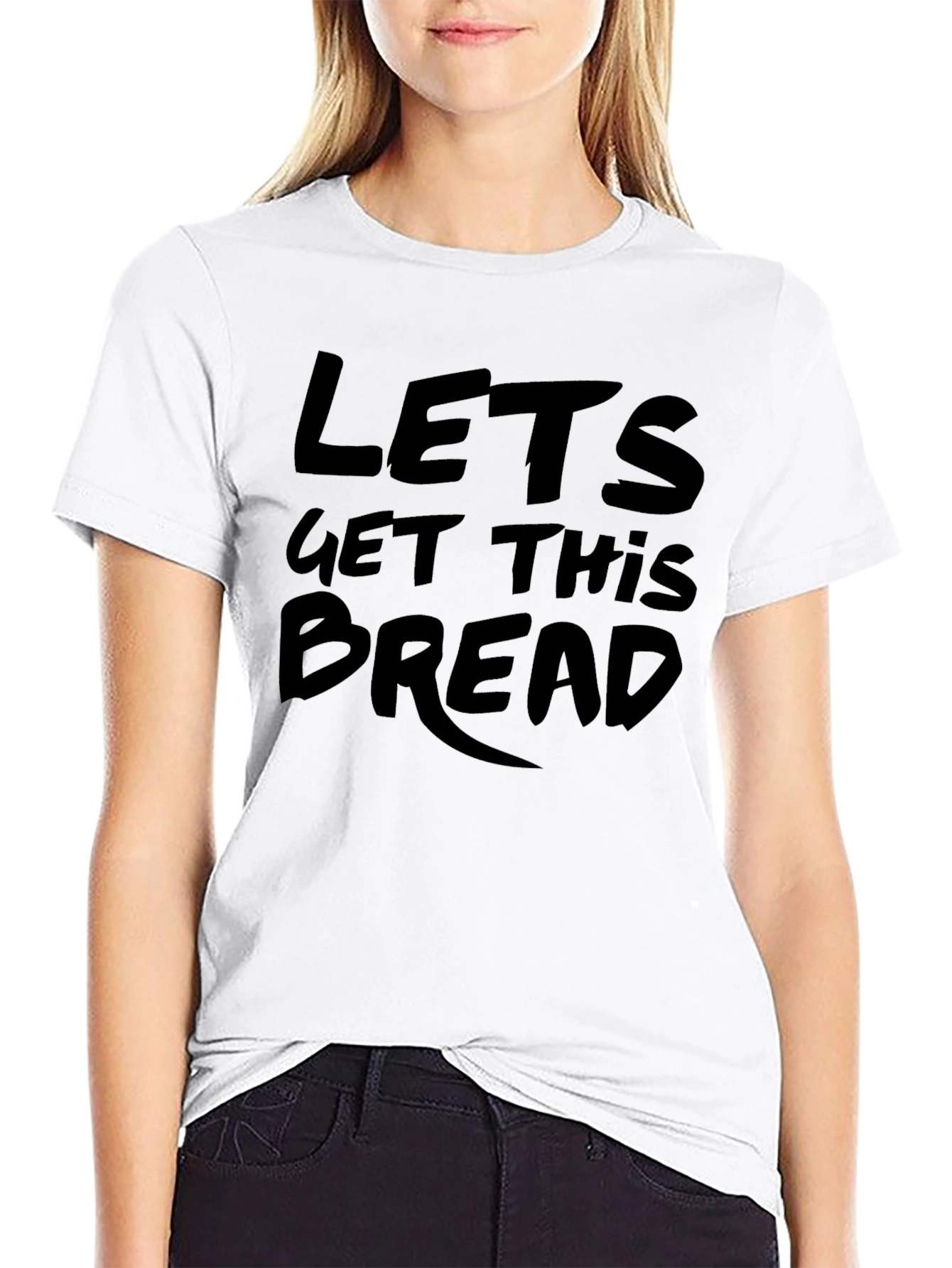 Camiseta Negra con Estampado Lets Get This Bread