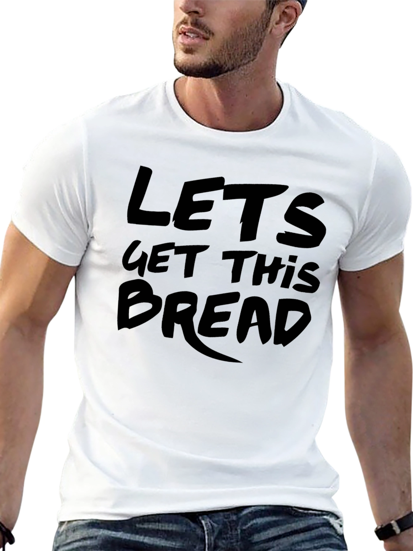 Camiseta Negra con Estampado Lets Get This Bread