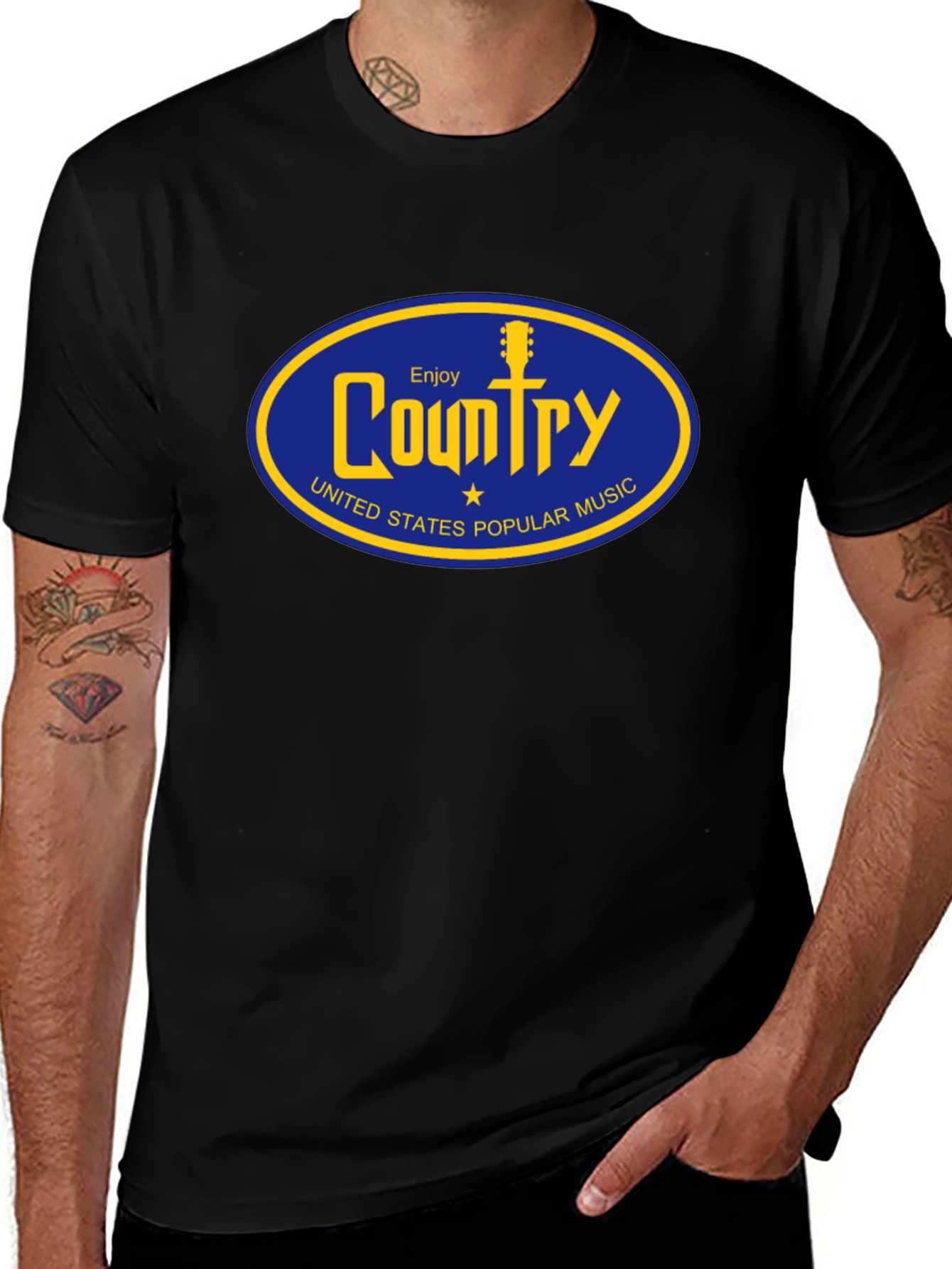 Camiseta Negra Country Music Retro