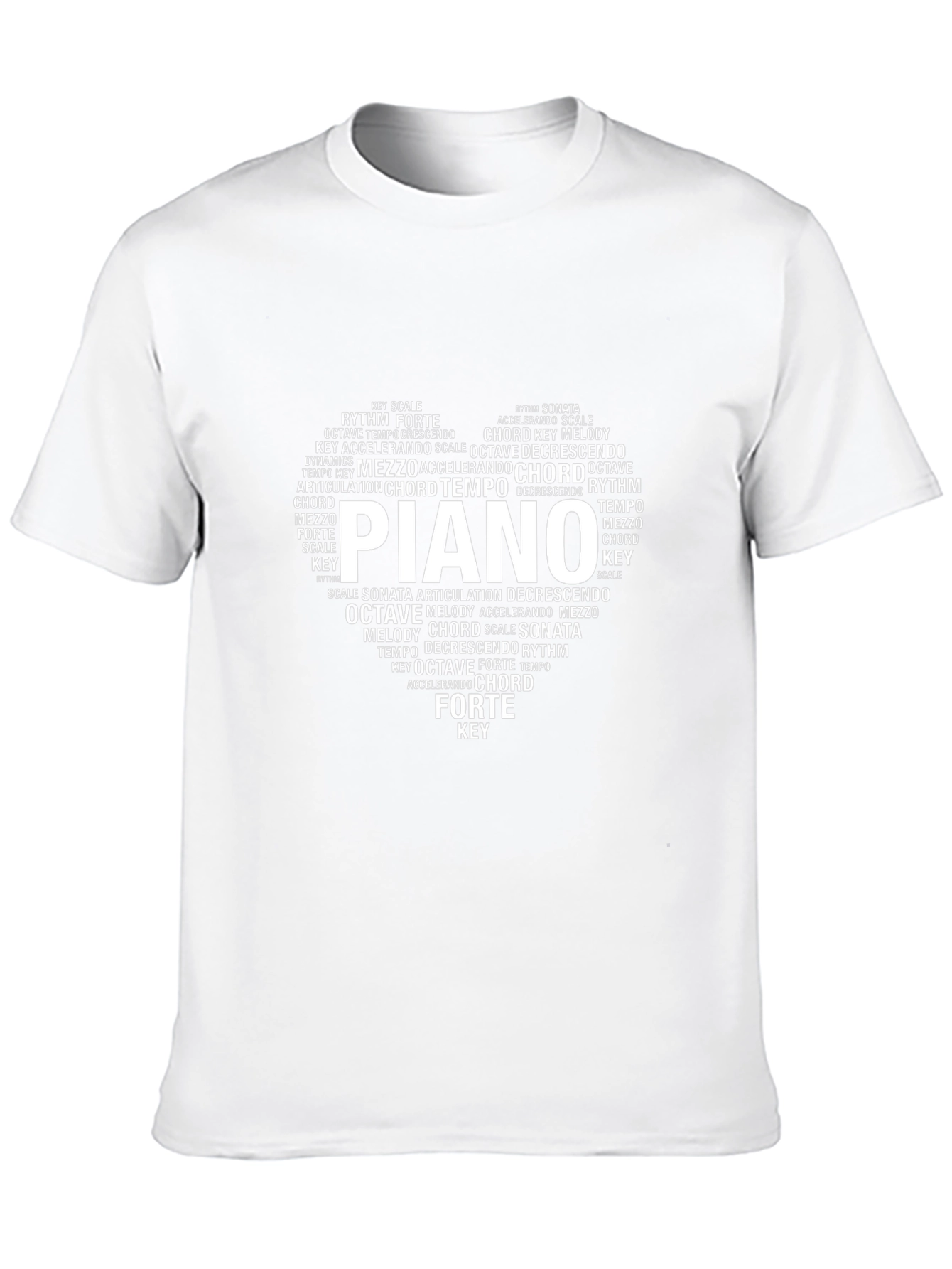 Camiseta Negra Hombre Diseño Musical Piano