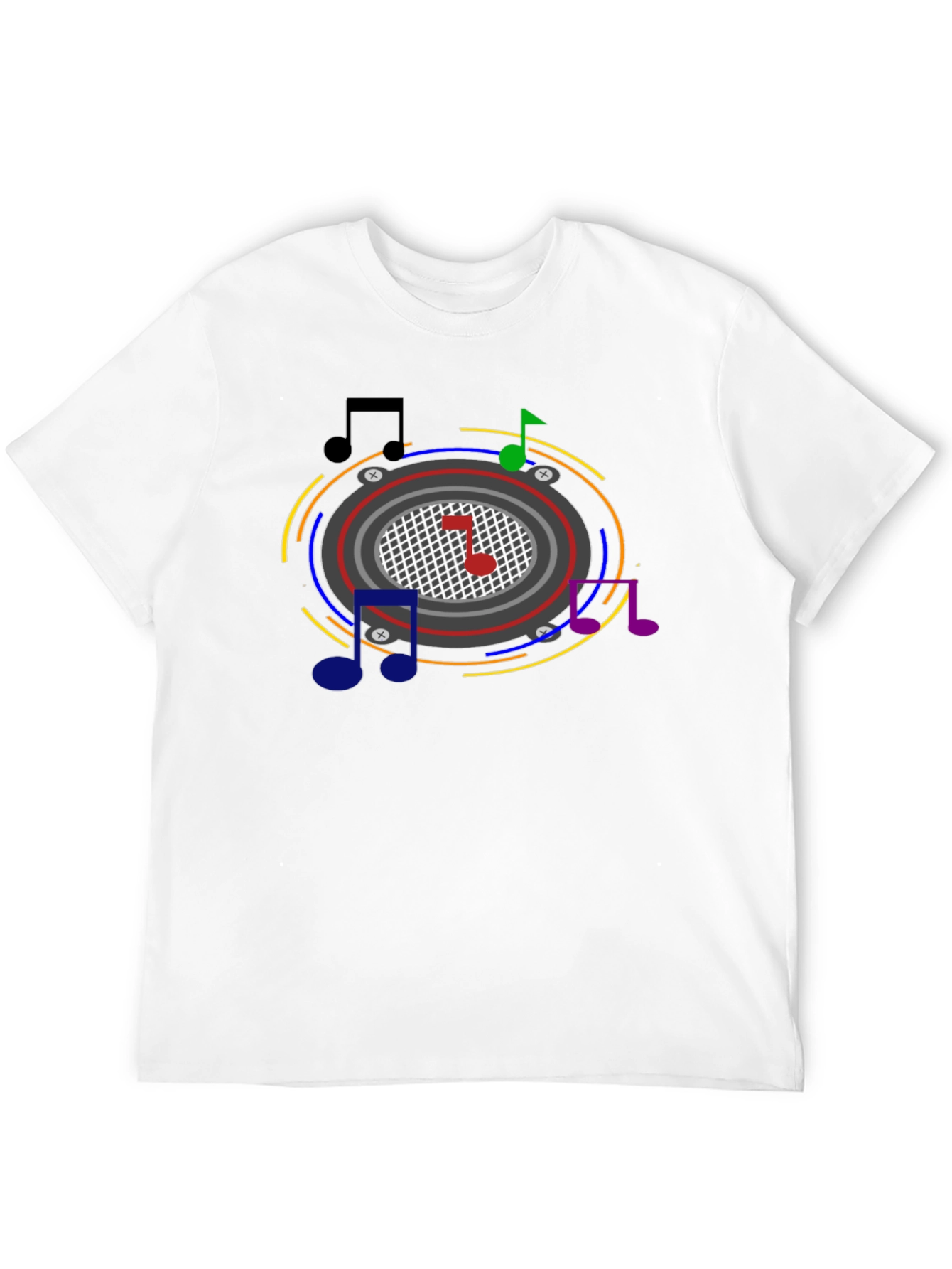 Camiseta Negra con Diseño Musical Abstracto