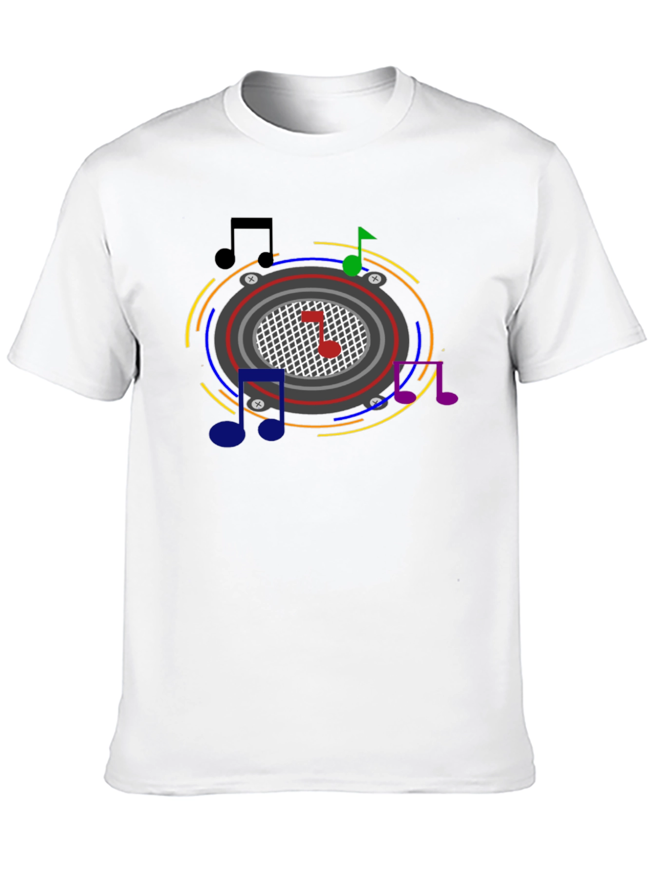 Camiseta Negra con Diseño Musical Abstracto
