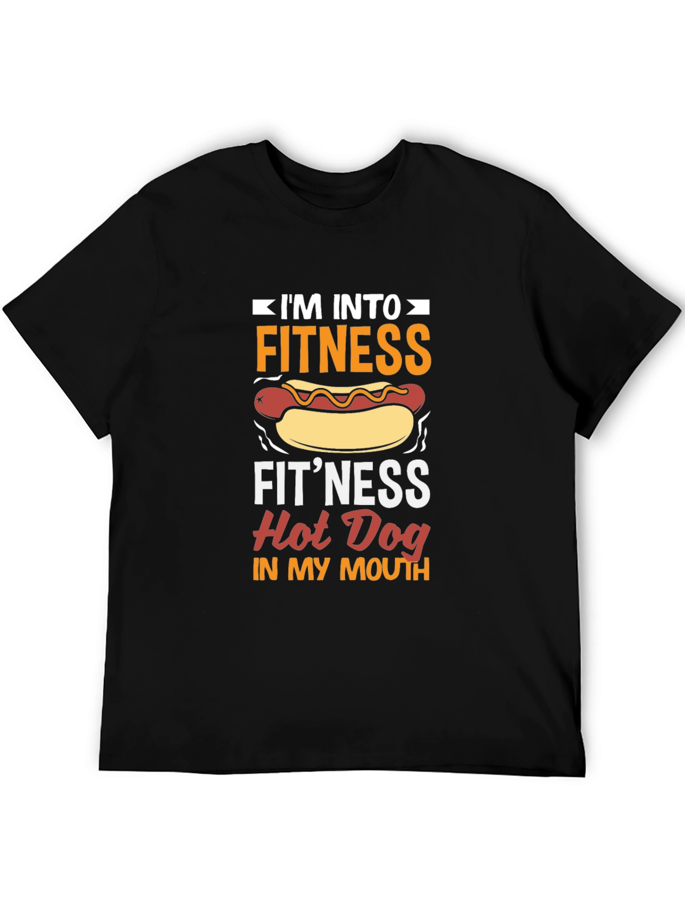 Camiseta Negra Divertida Fitness Hot Dog