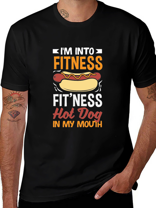 Camiseta Negra Divertida Fitness Hot Dog