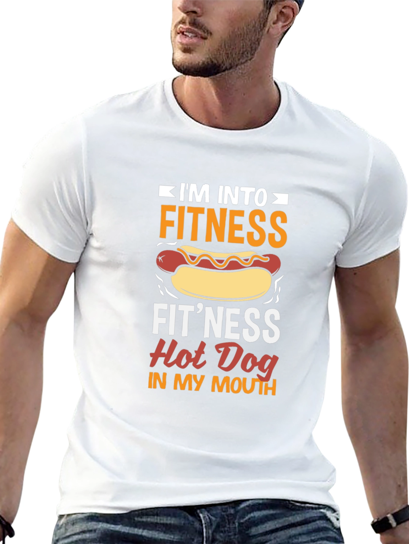 Camiseta Negra Divertida Fitness Hot Dog