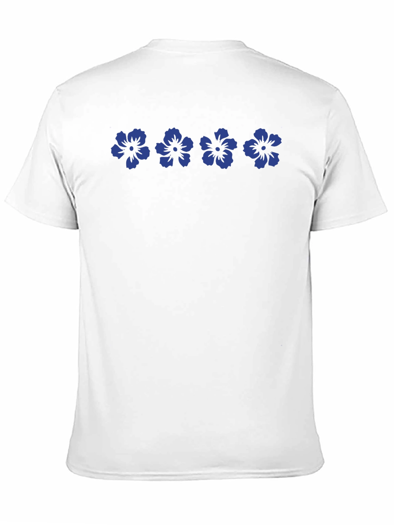 Camiseta Negra Flores Azules Casual Hombre
