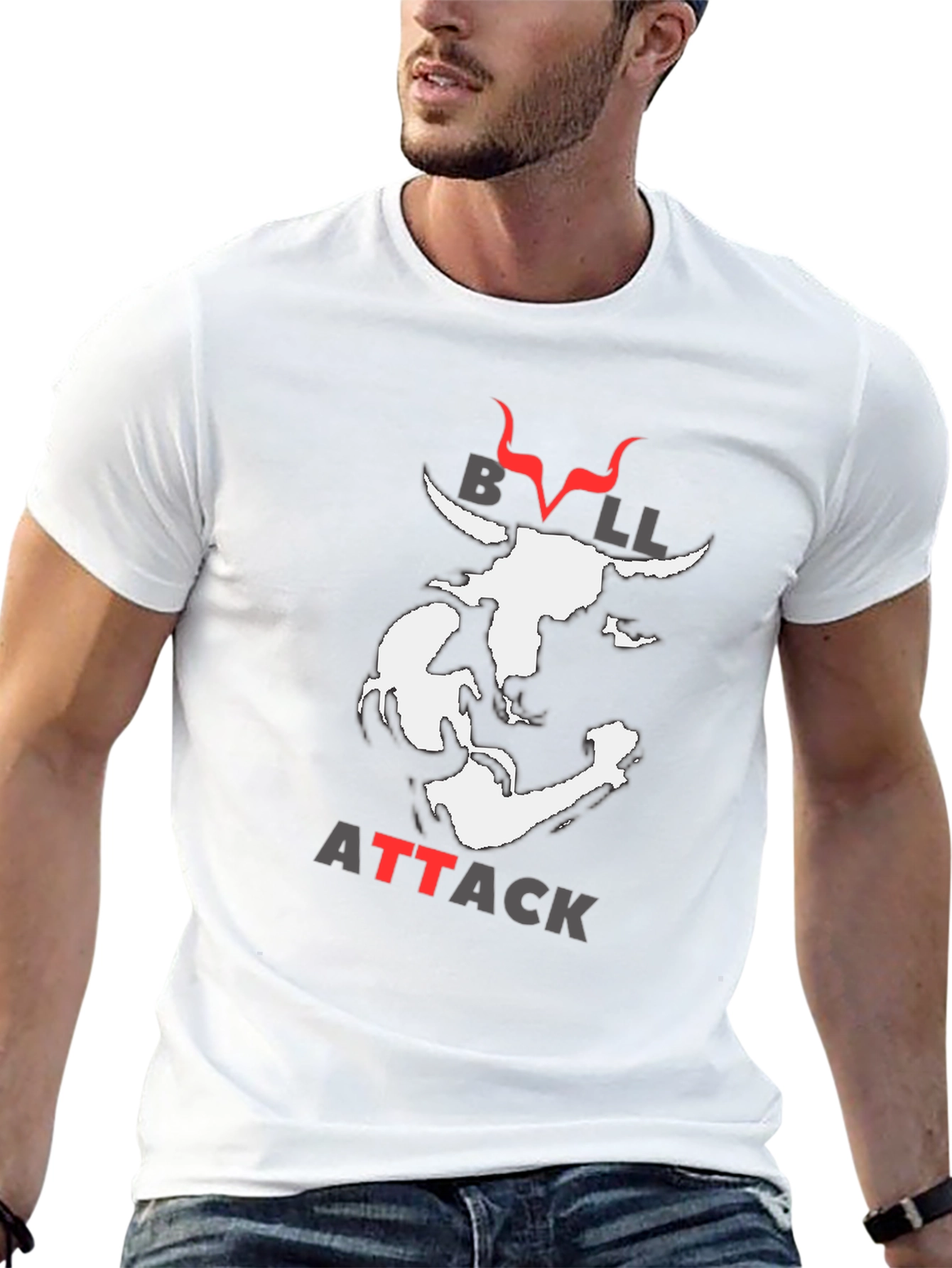 Camiseta Negra Bull Attack para Hombre