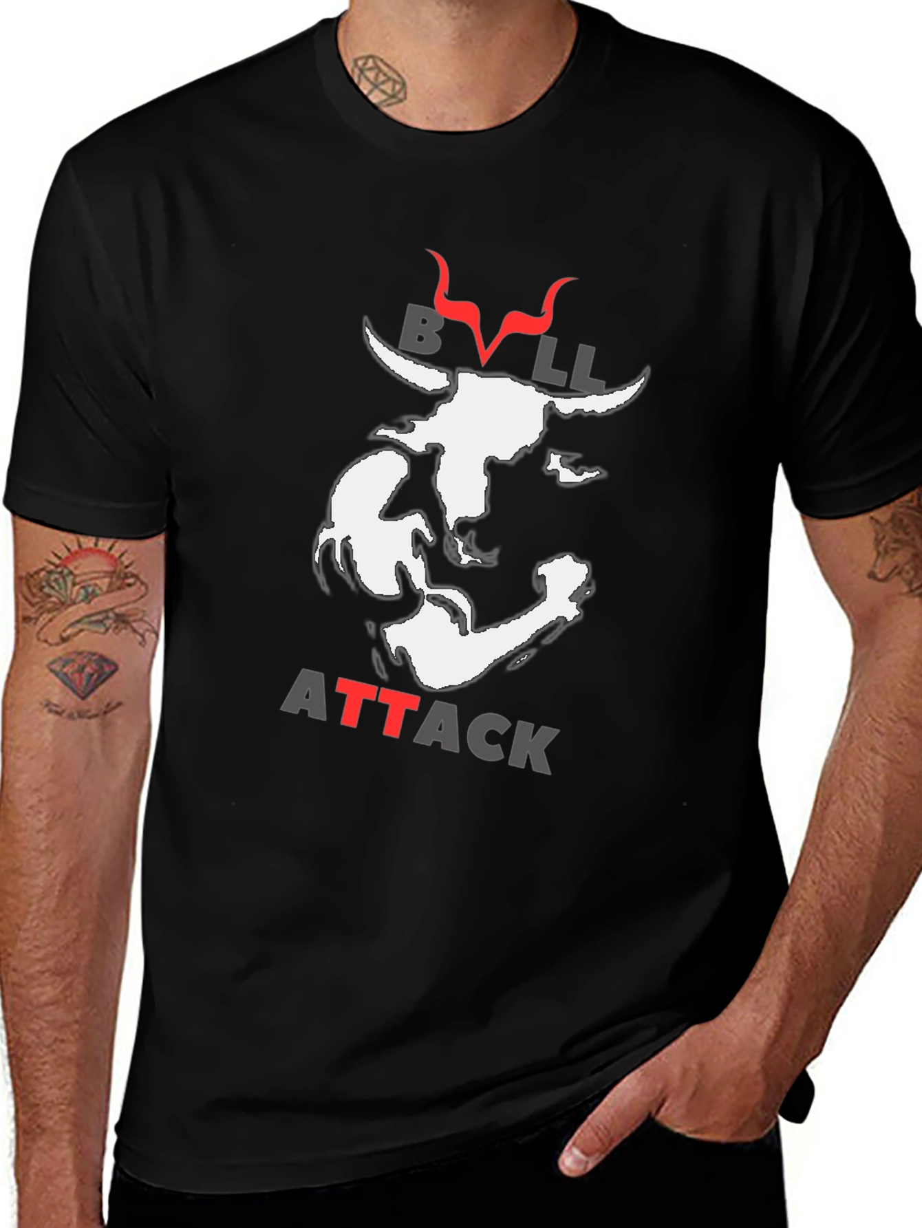 Camiseta Negra Bull Attack para Hombre