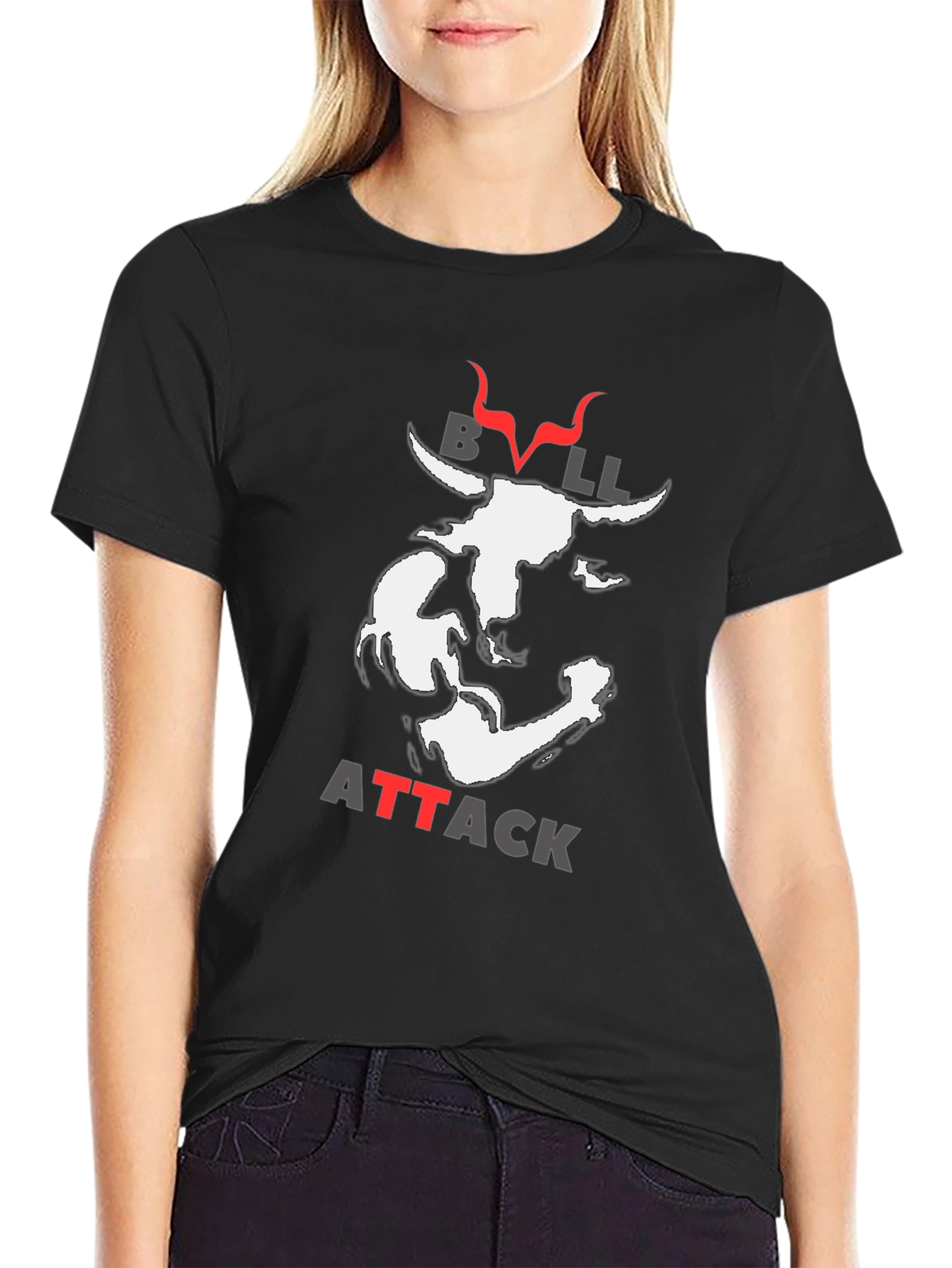 Camiseta Negra Bull Attack para Hombre