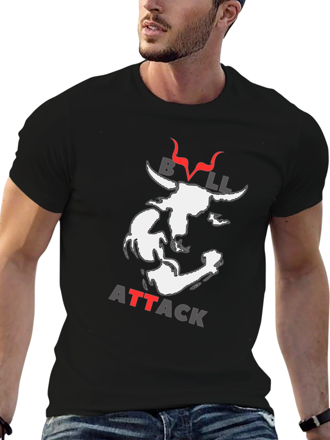 Camiseta Negra Bull Attack para Hombre