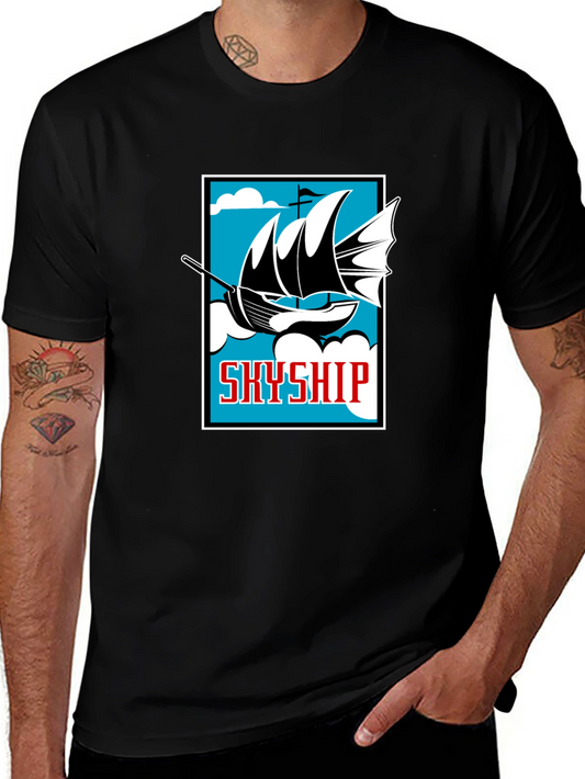 Camiseta Negra Estampada Skyship