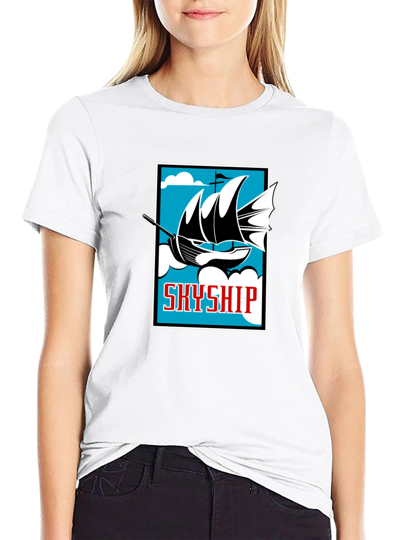 Camiseta Negra Estampada Skyship