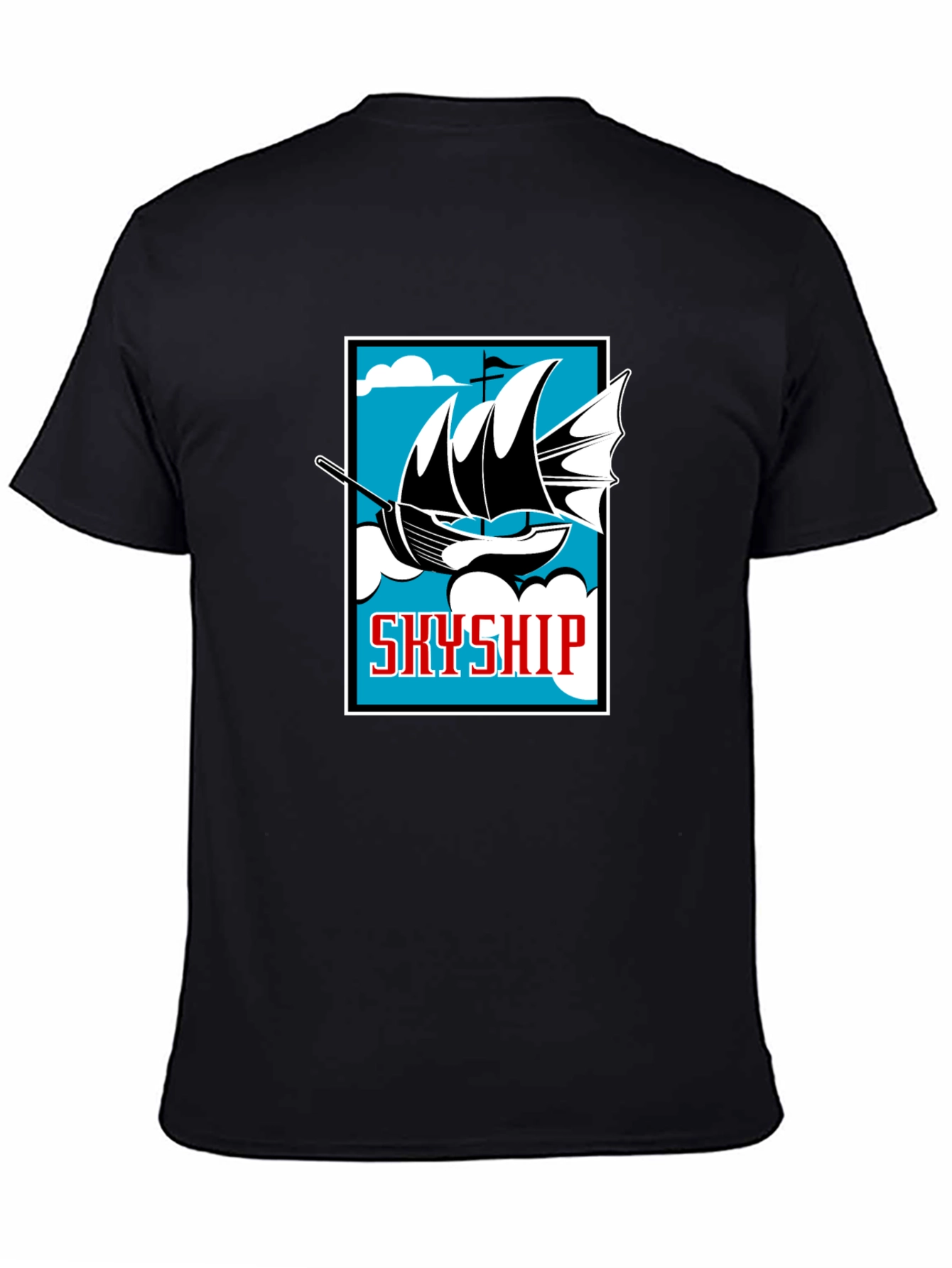 Camiseta Negra Estampada Skyship