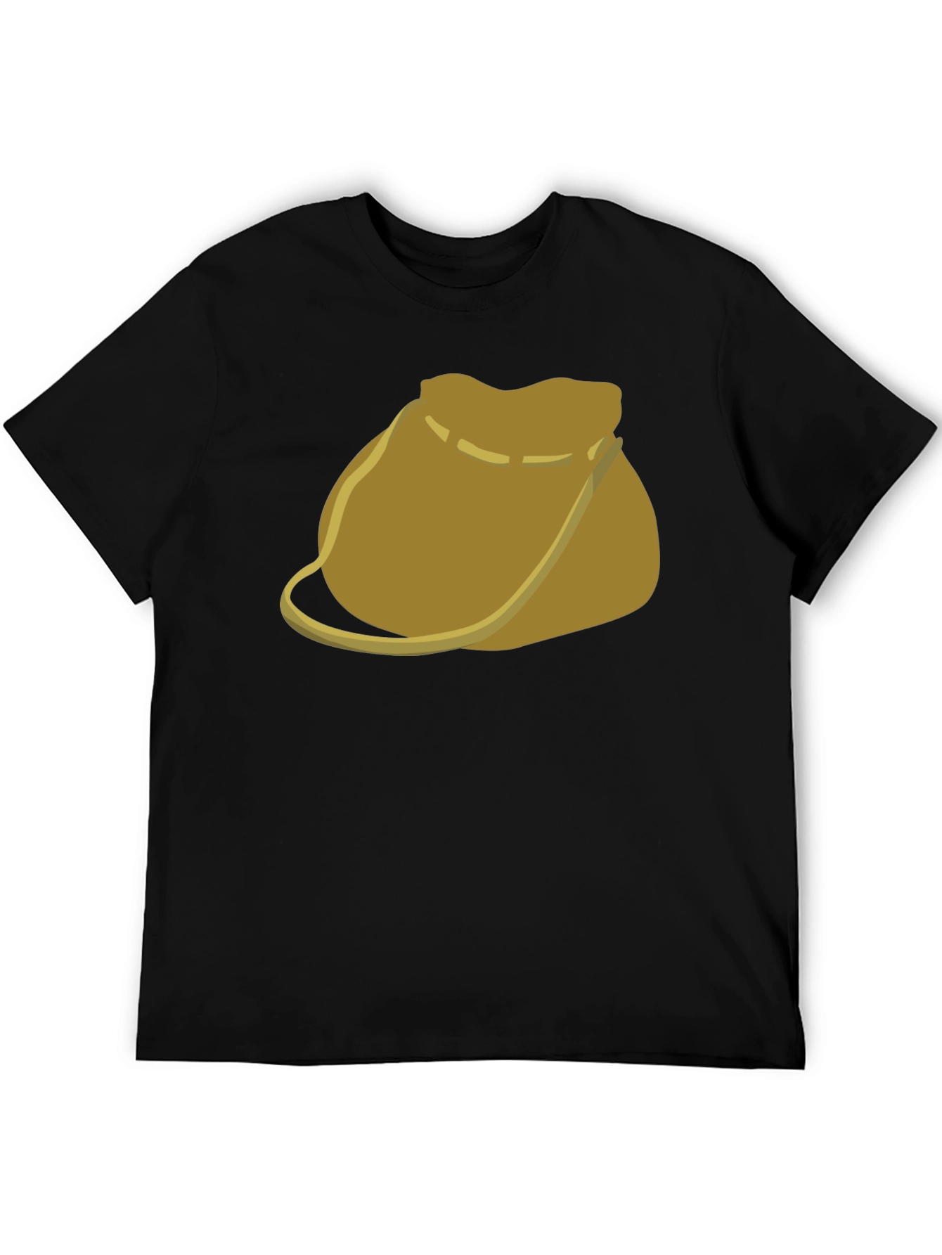 Camiseta Negra con Diseño de Bolsa de Cuero