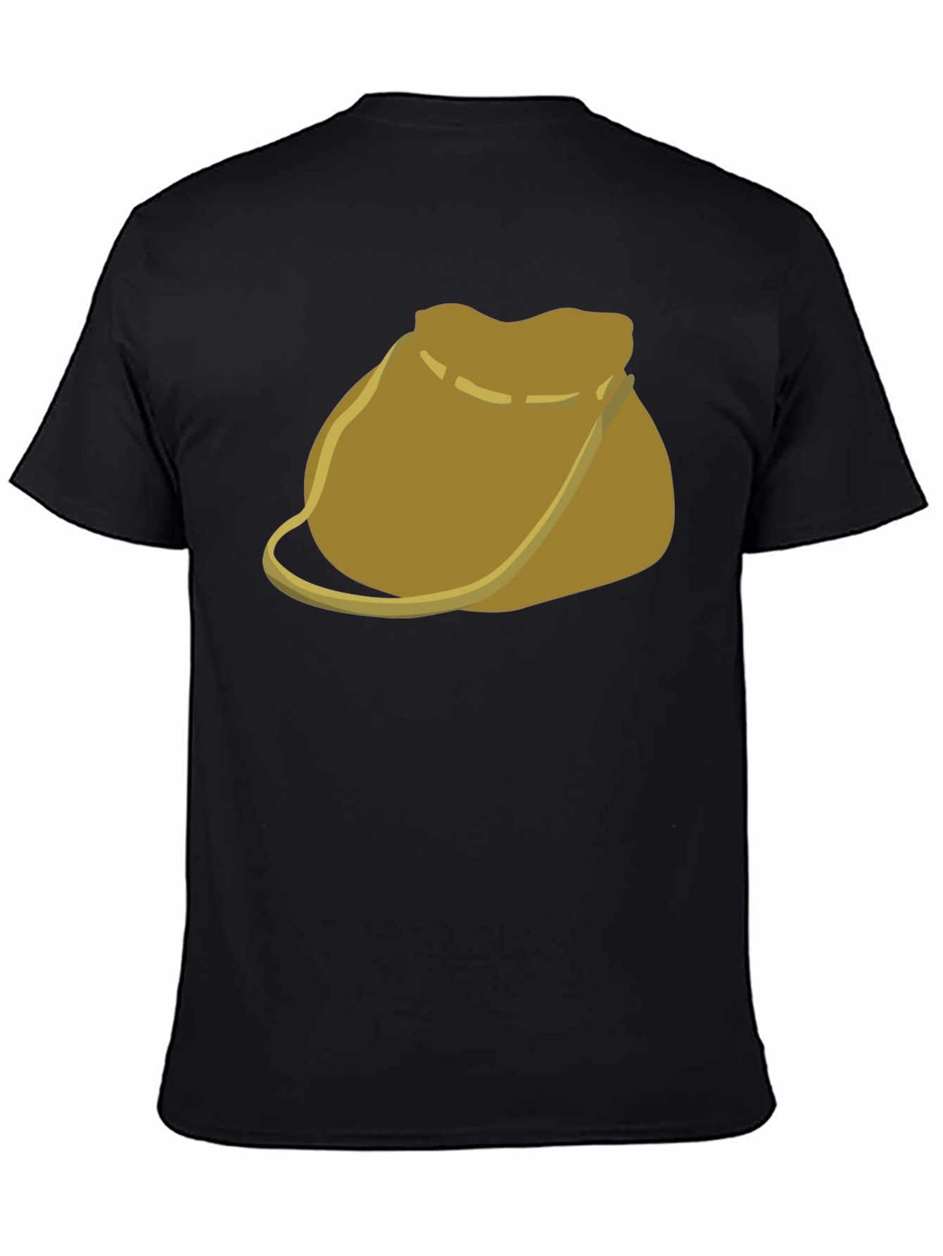 Camiseta Negra con Diseño de Bolsa de Cuero