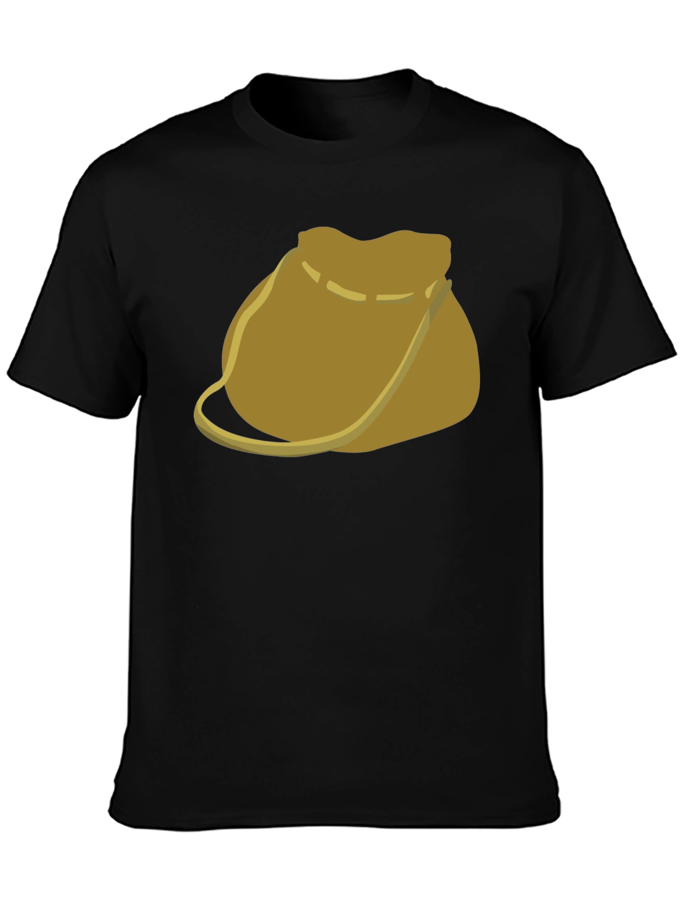 Camiseta Negra con Diseño de Bolsa de Cuero