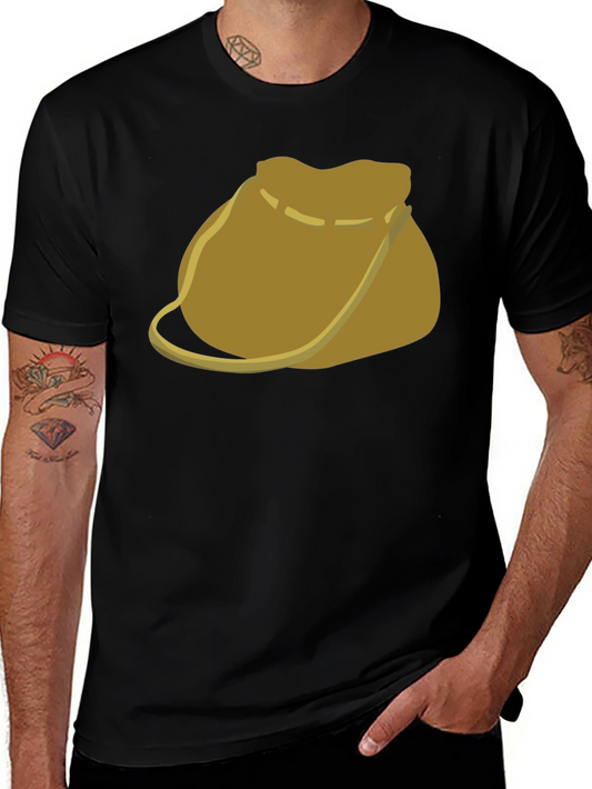 Camiseta Negra con Diseño de Bolsa de Cuero