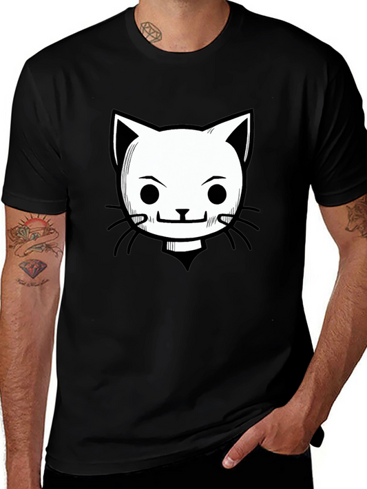 Camiseta Negra con Diseño de Gato Animado