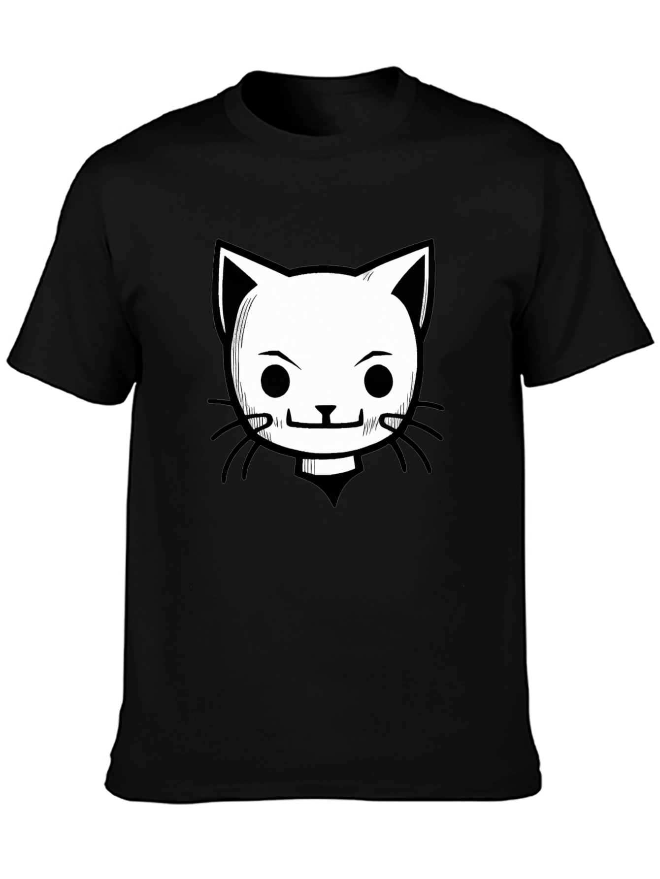 Camiseta Negra con Diseño de Gato Animado