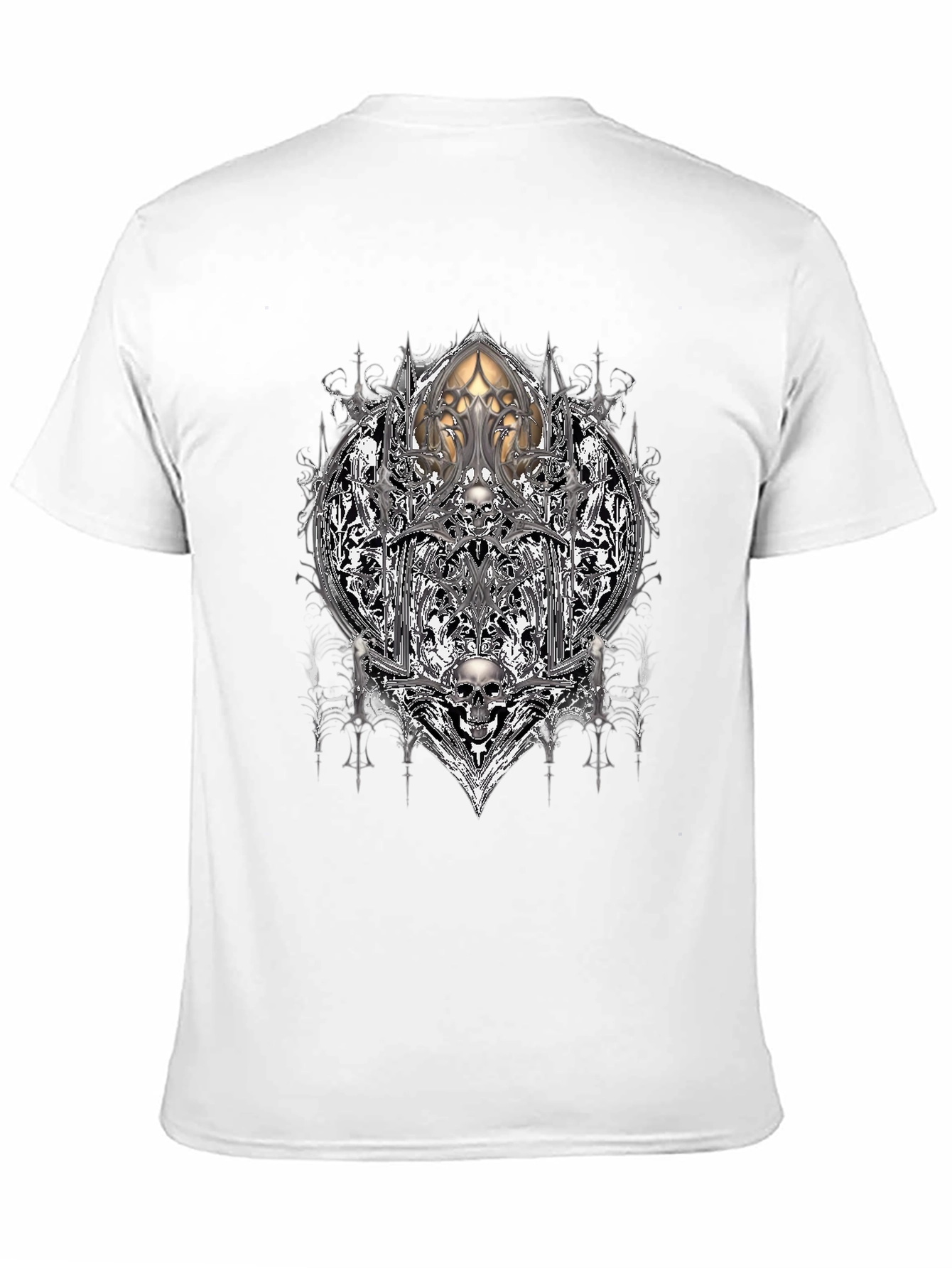 Camiseta Negra con Diseño Gótico de Calaveras