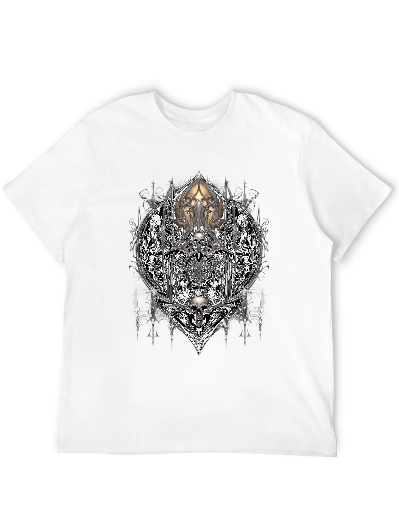Camiseta Negra con Diseño Gótico de Calaveras