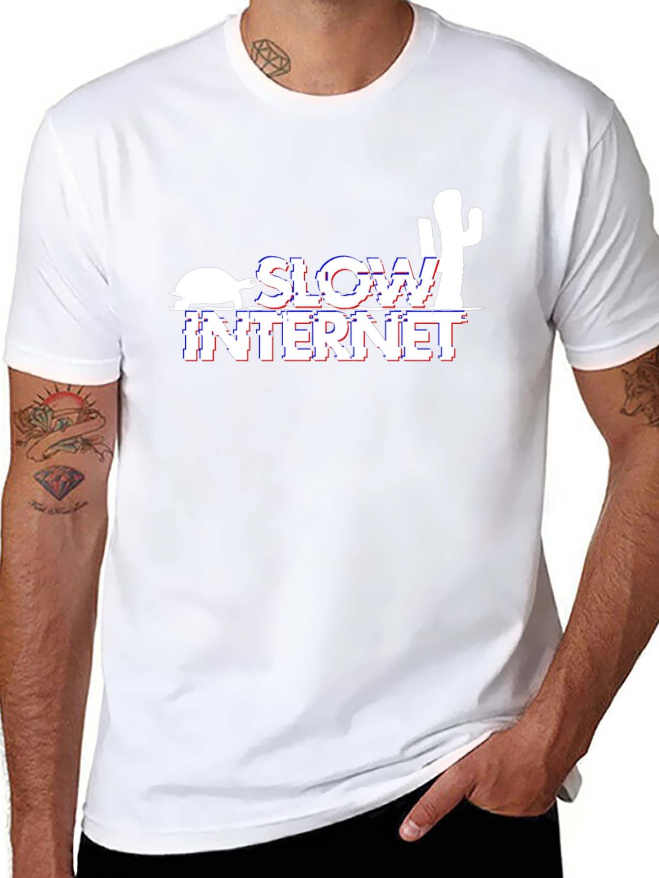 Camiseta Negra Slow Internet con Diseño Divertido