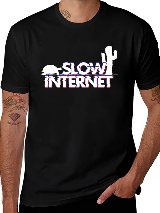 Camiseta Negra Slow Internet con Diseño Divertido