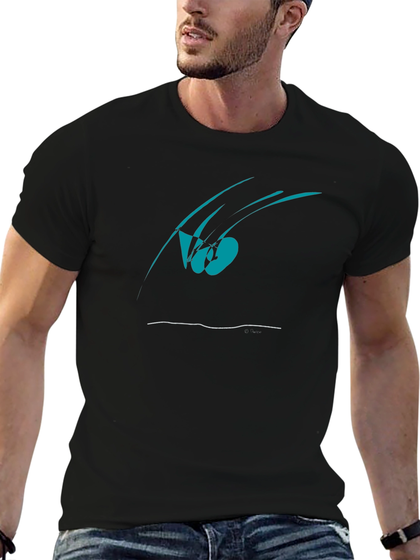 Camiseta Negra Diseño Abstracto Moderno