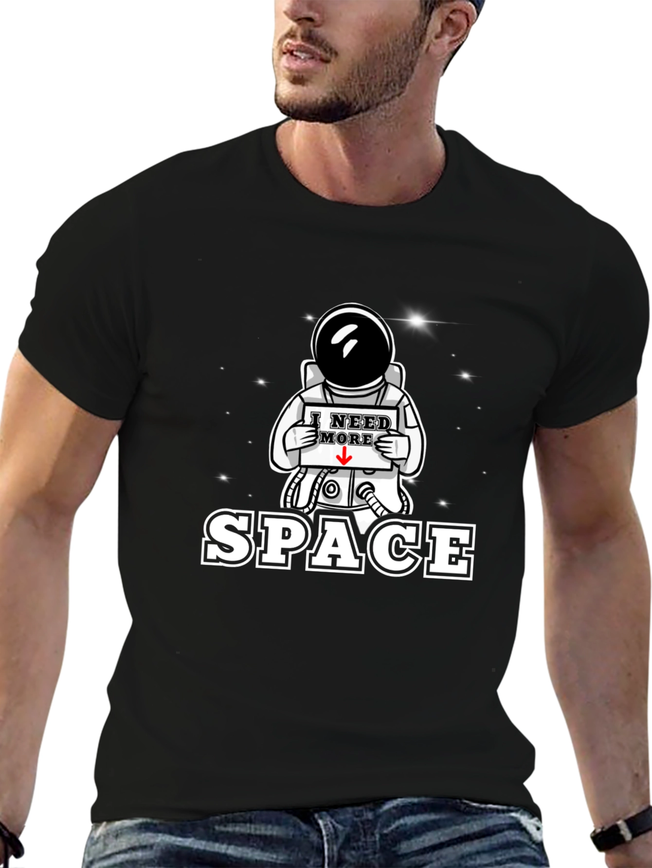 Camiseta Negra I Need More Space Astronauta