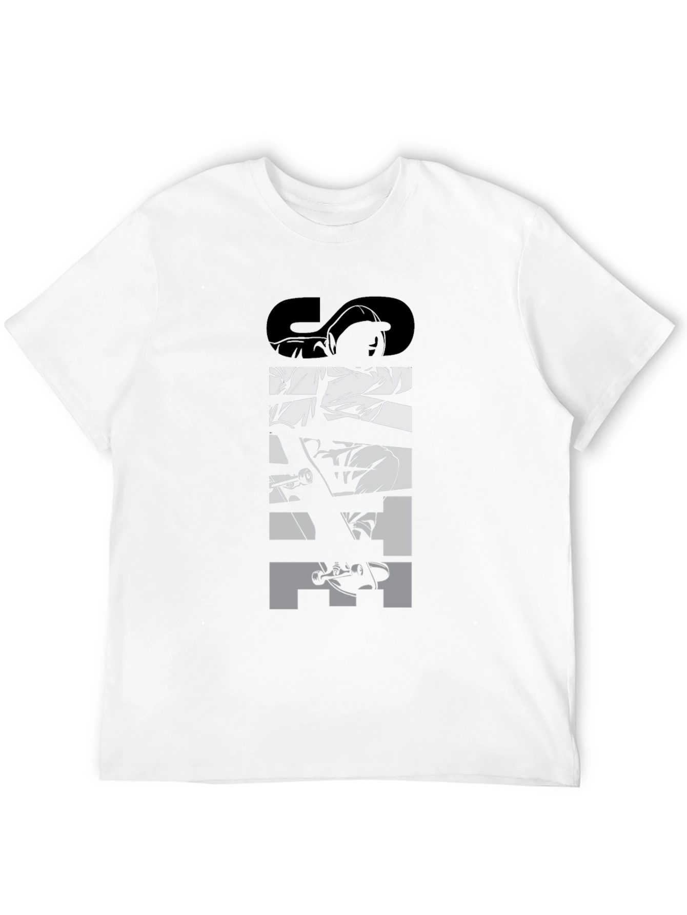 Camiseta Negra Skate Gráfica para Hombre