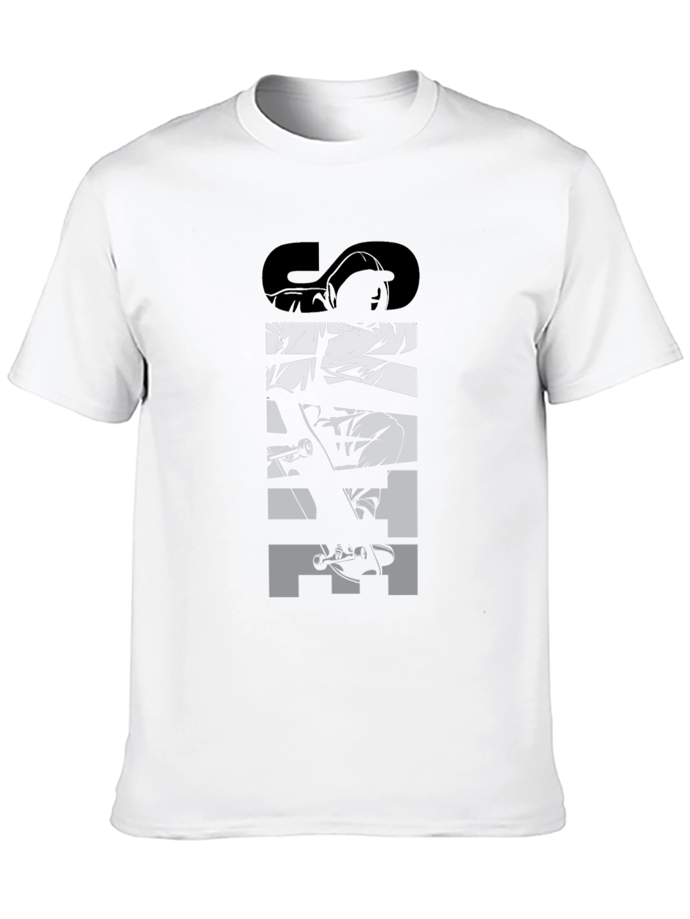 Camiseta Negra Skate Gráfica para Hombre