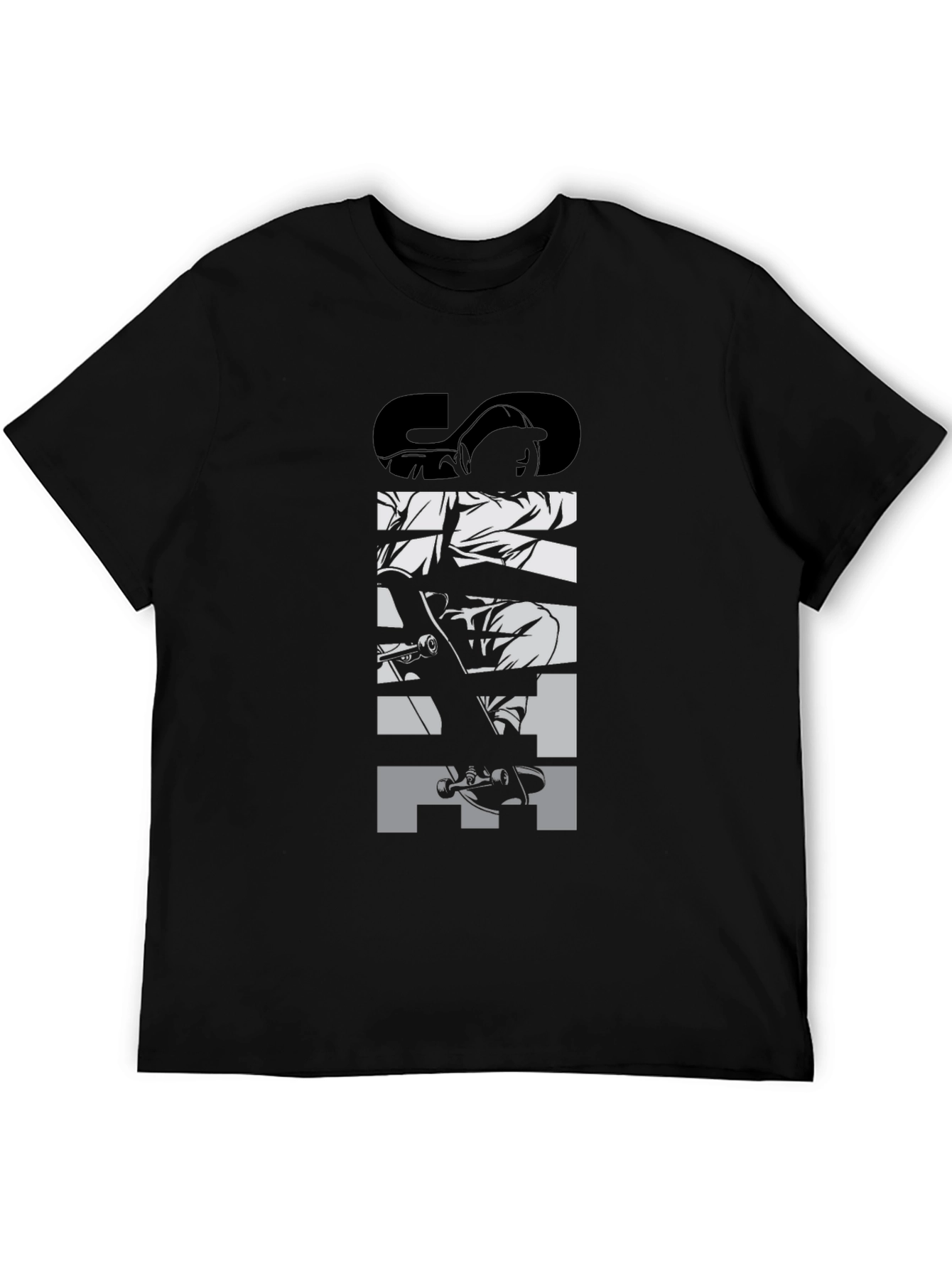 Camiseta Negra Skate Gráfica para Hombre