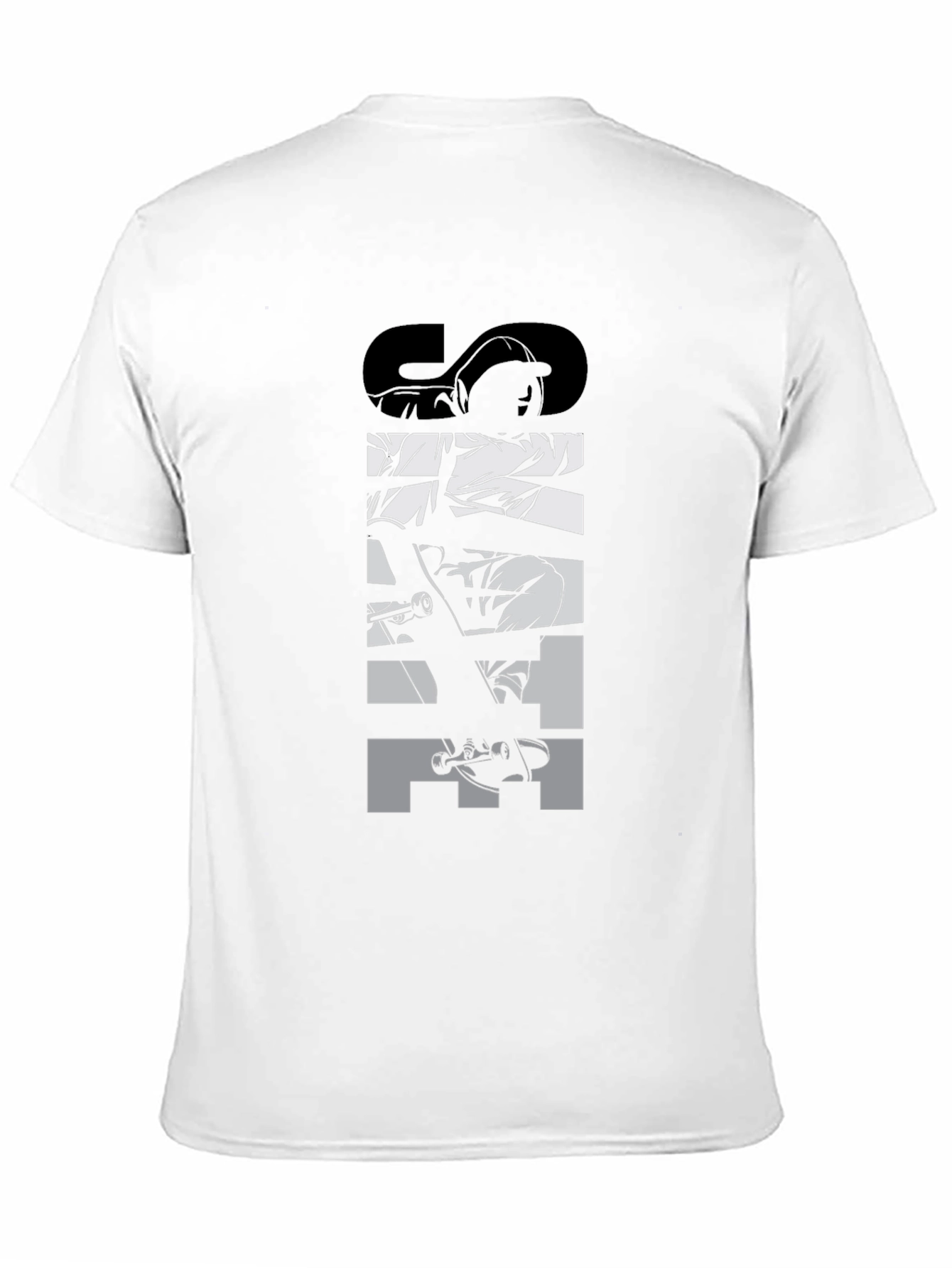 Camiseta Negra Skate Gráfica para Hombre