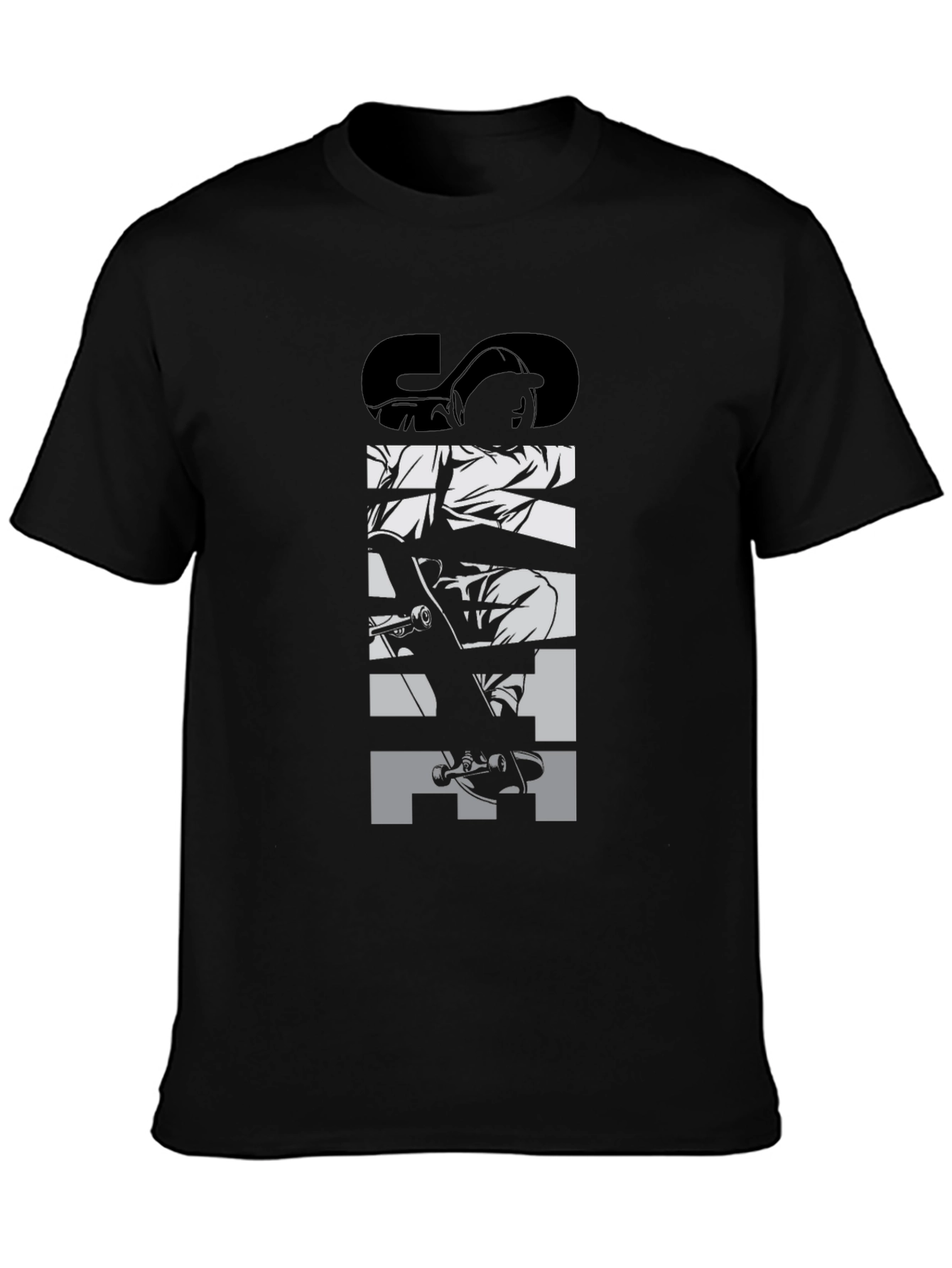 Camiseta Negra Skate Gráfica para Hombre