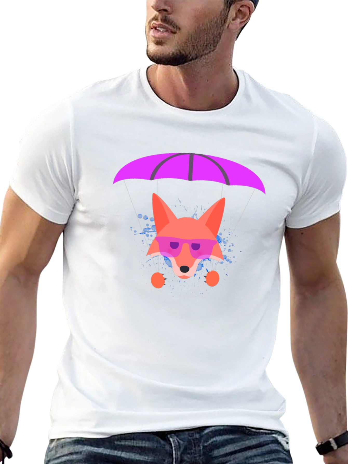Camiseta Negra con Zorro Paracaidista