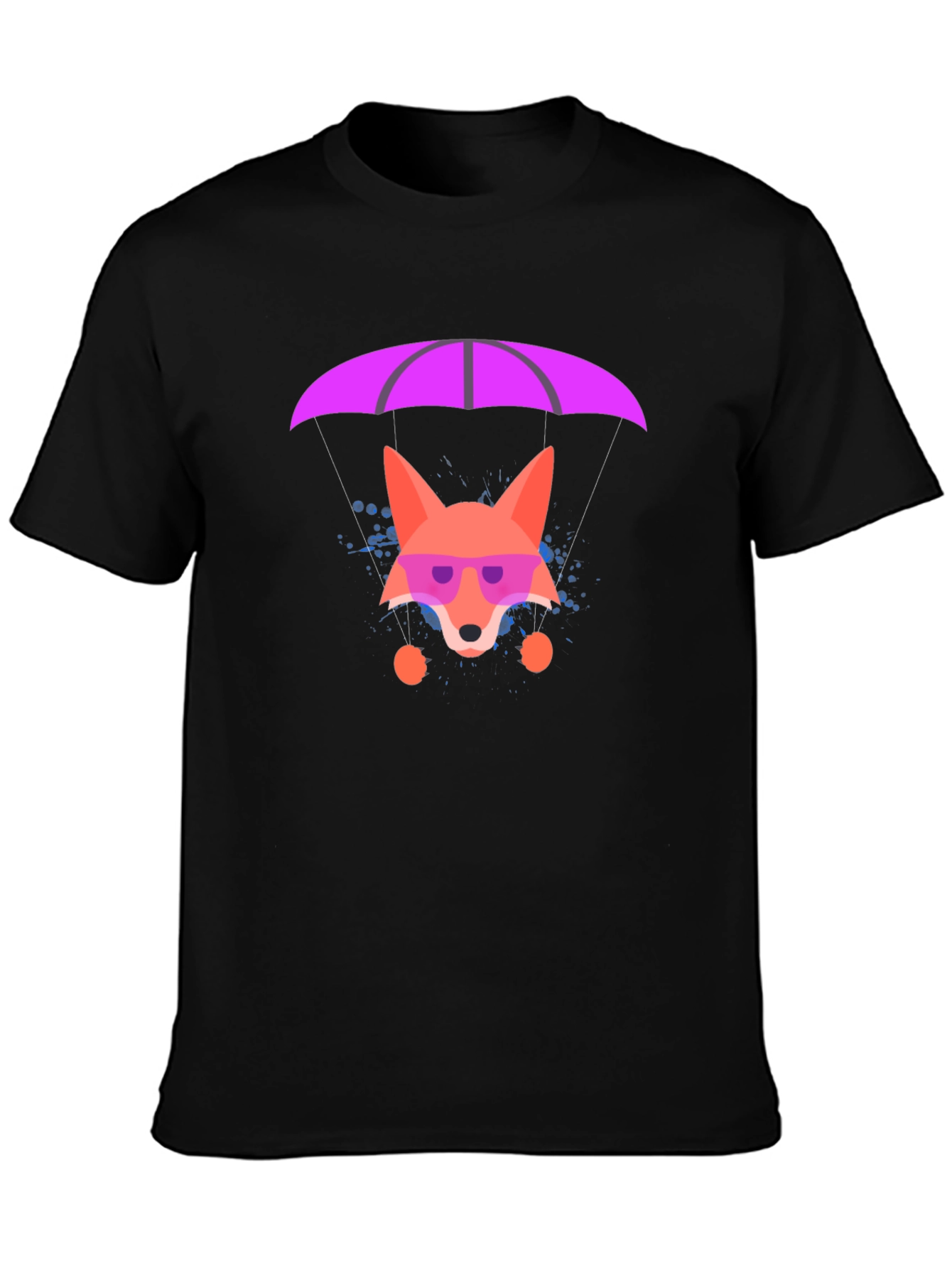 Camiseta Negra con Zorro Paracaidista