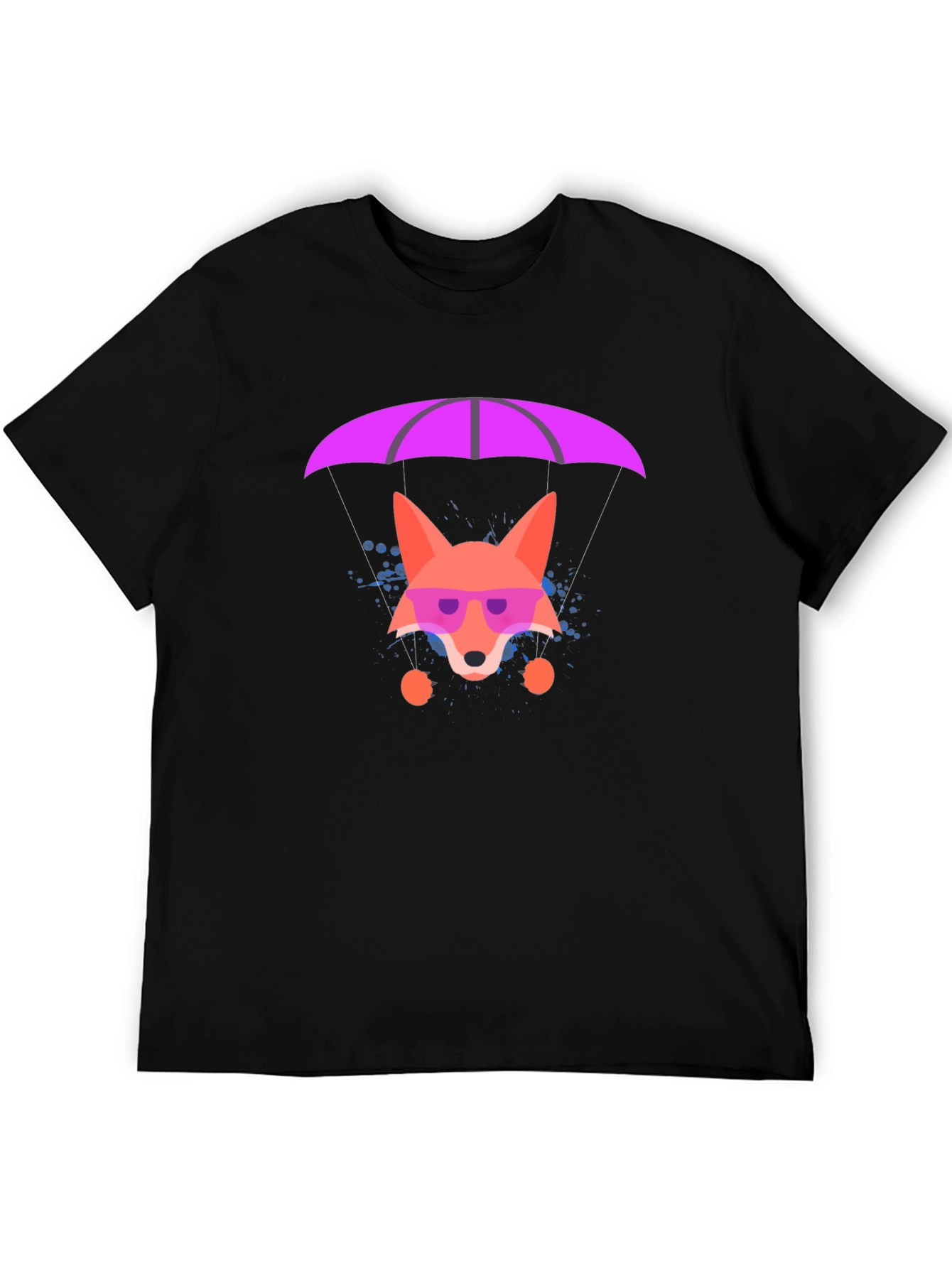Camiseta Negra con Zorro Paracaidista