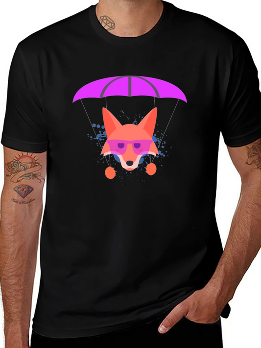 Camiseta Negra con Zorro Paracaidista