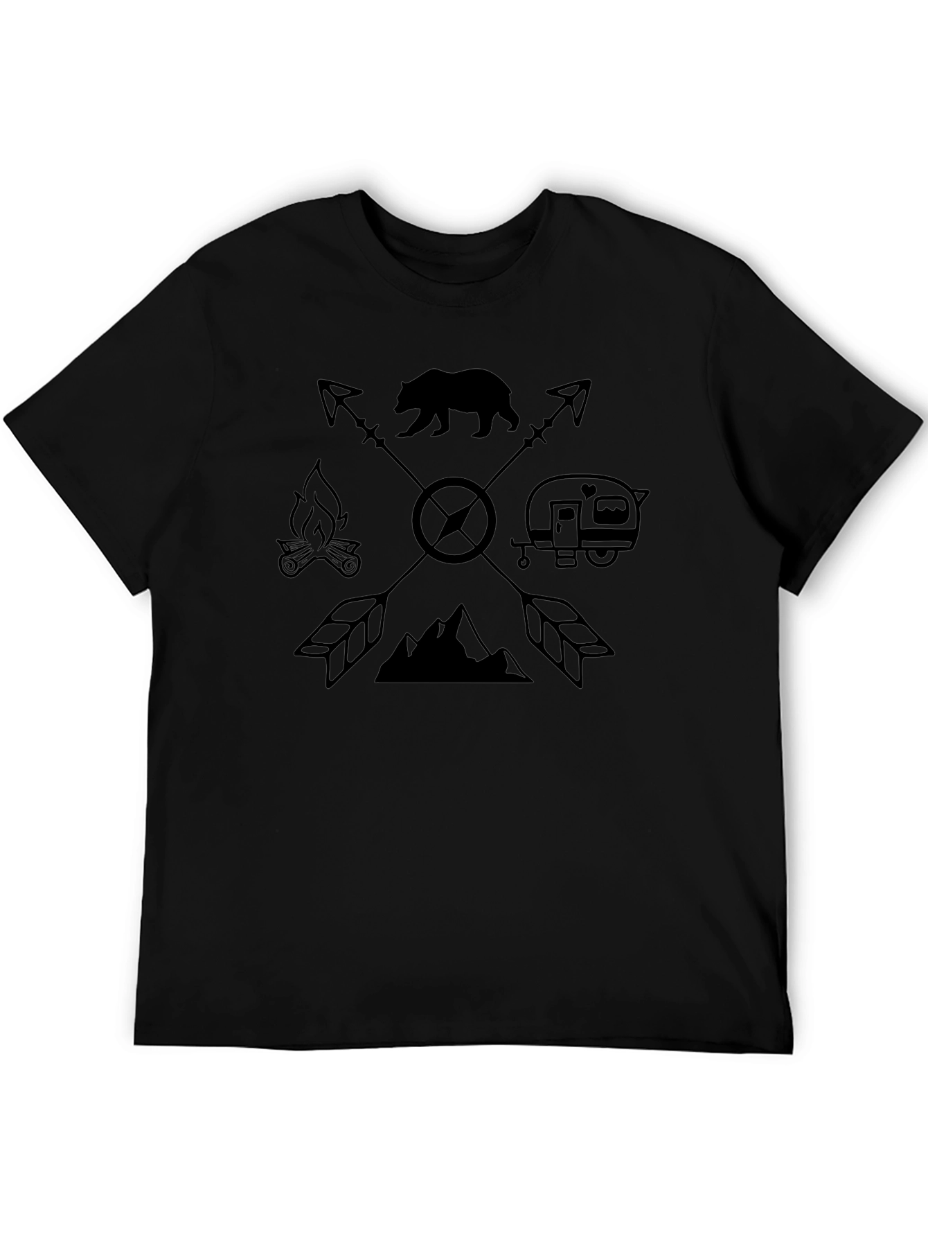 Camiseta Negra Diseño Aventurero para Hombre