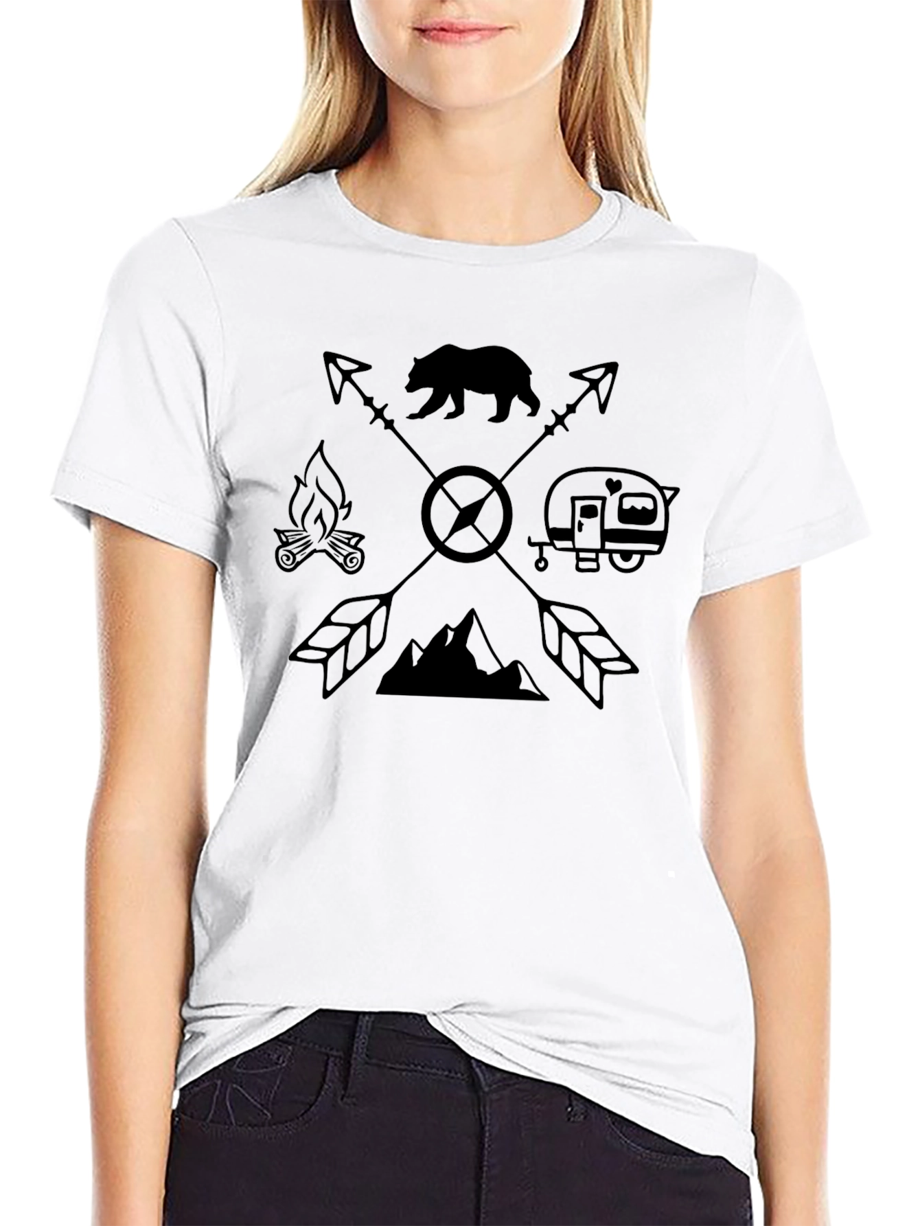 Camiseta Negra Diseño Aventurero para Hombre