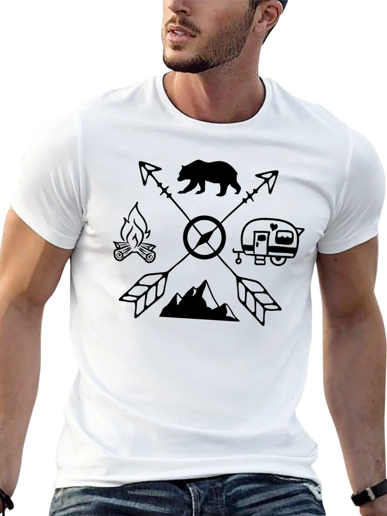 Camiseta Negra Diseño Aventurero para Hombre