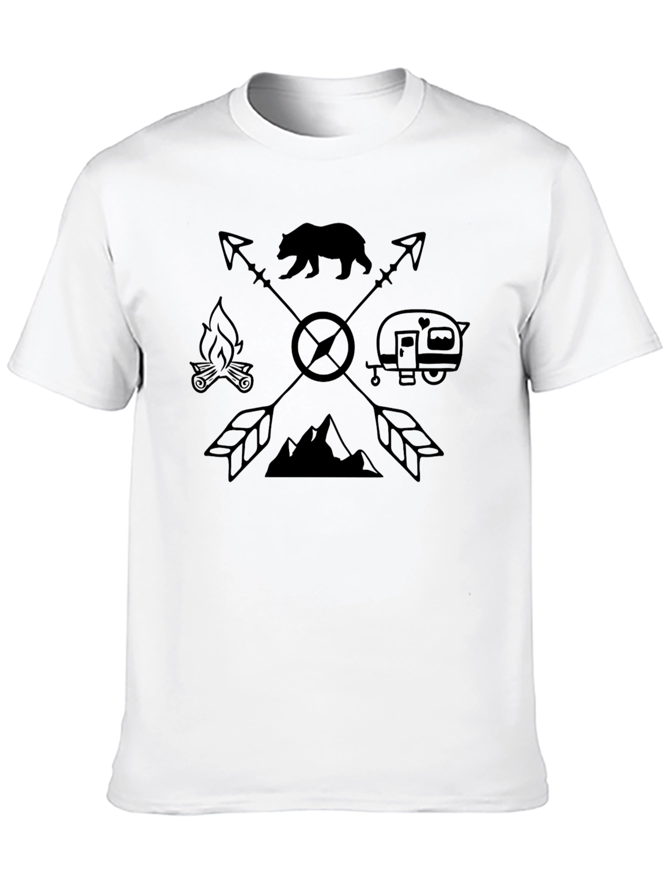 Camiseta Negra Diseño Aventurero para Hombre