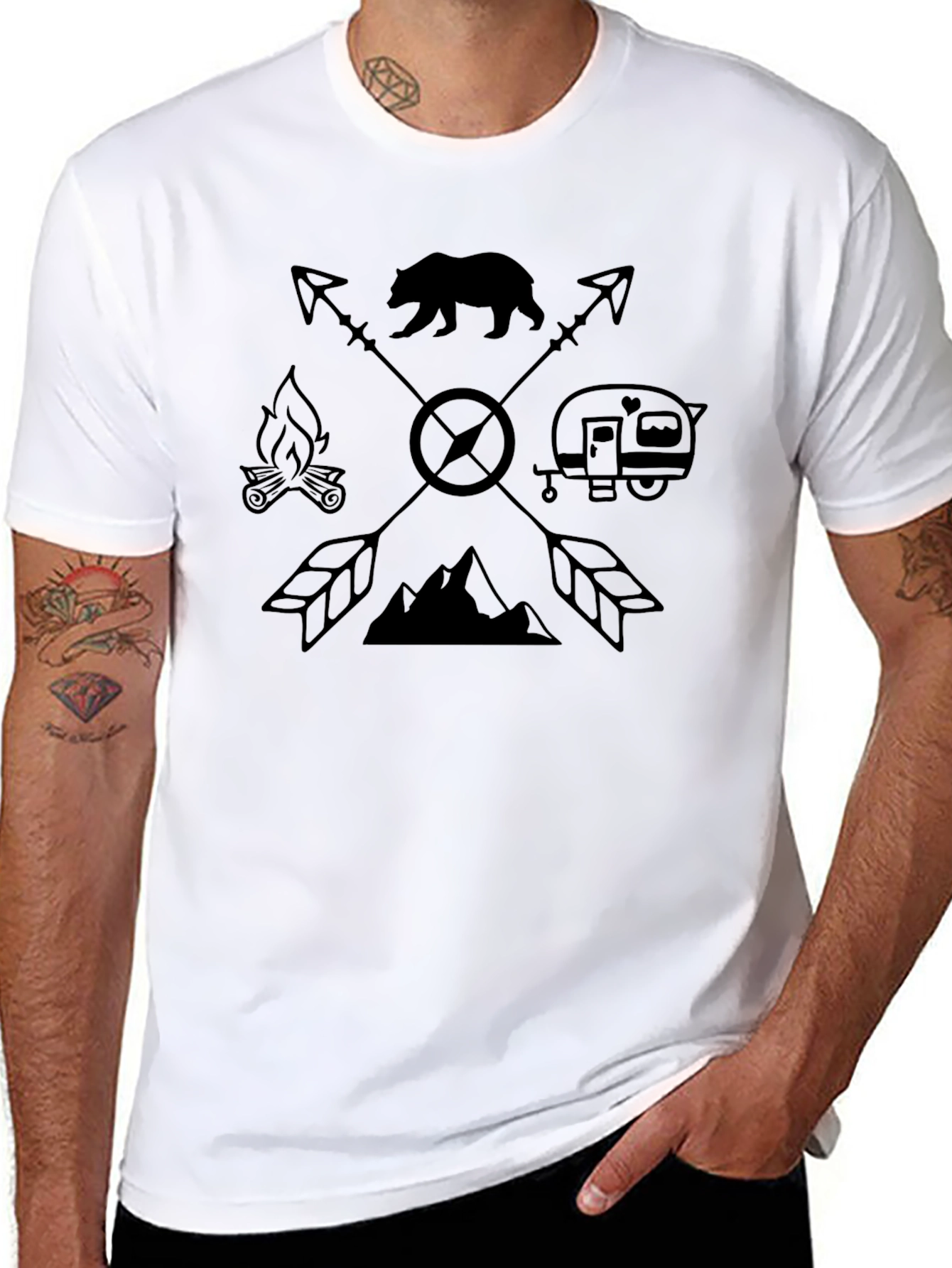 Camiseta Negra Diseño Aventurero para Hombre