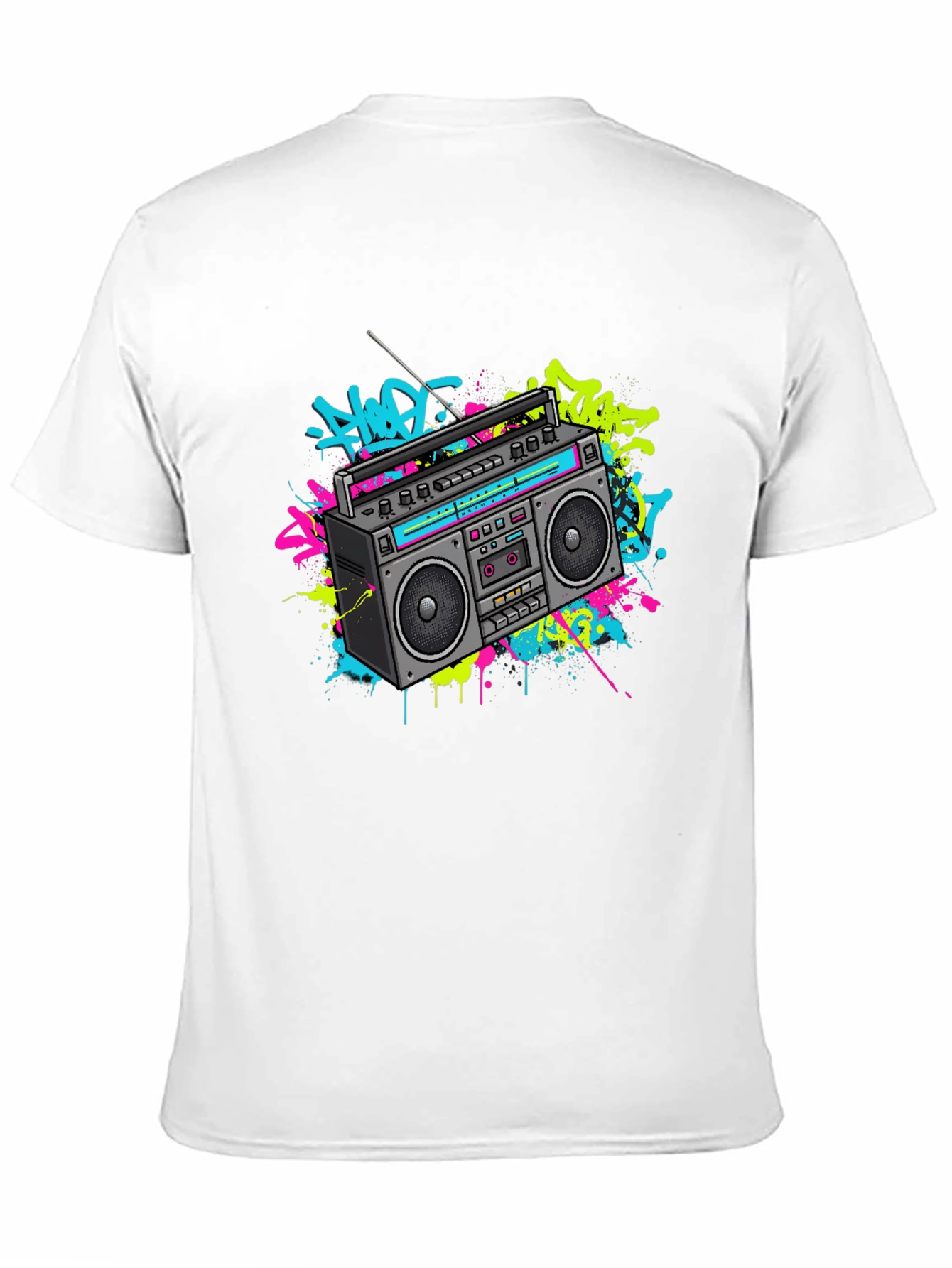 Camiseta Negra con Diseño Retro Radio