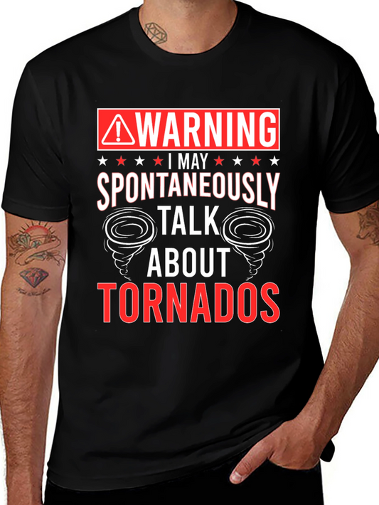 Camiseta Negra con Estampado de Tornados - ¡Advertencia Divertida!
