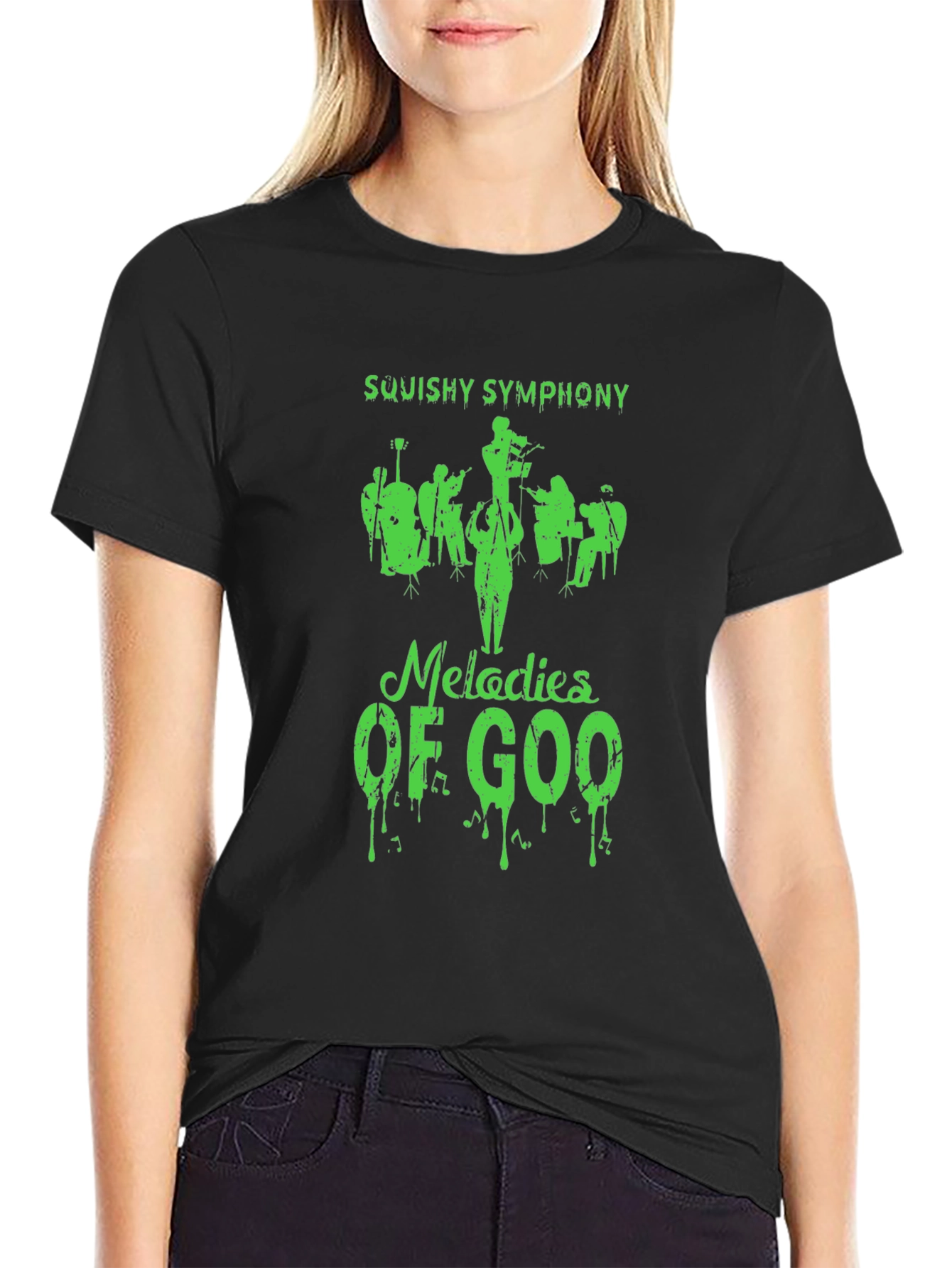 Camiseta Negra Squishy Symphony Melodías de Goo