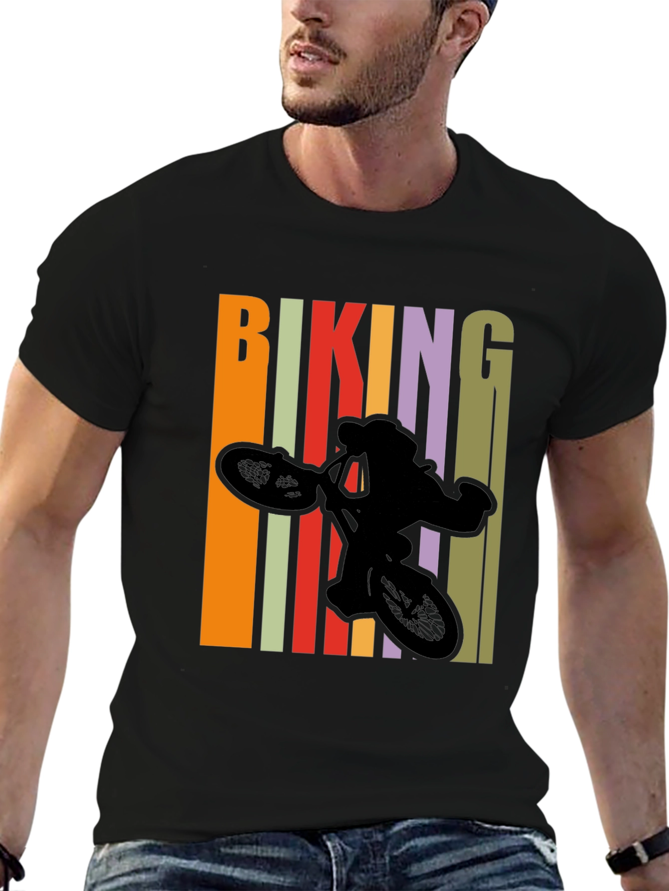 Camiseta Negra Biking Diseño Retro