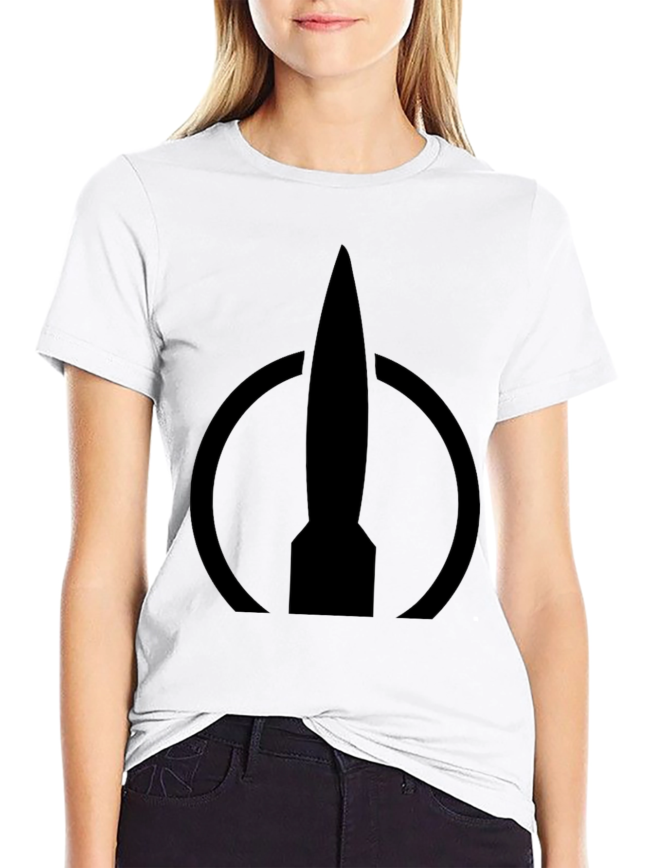 Camiseta Negra con Logo de Cohete