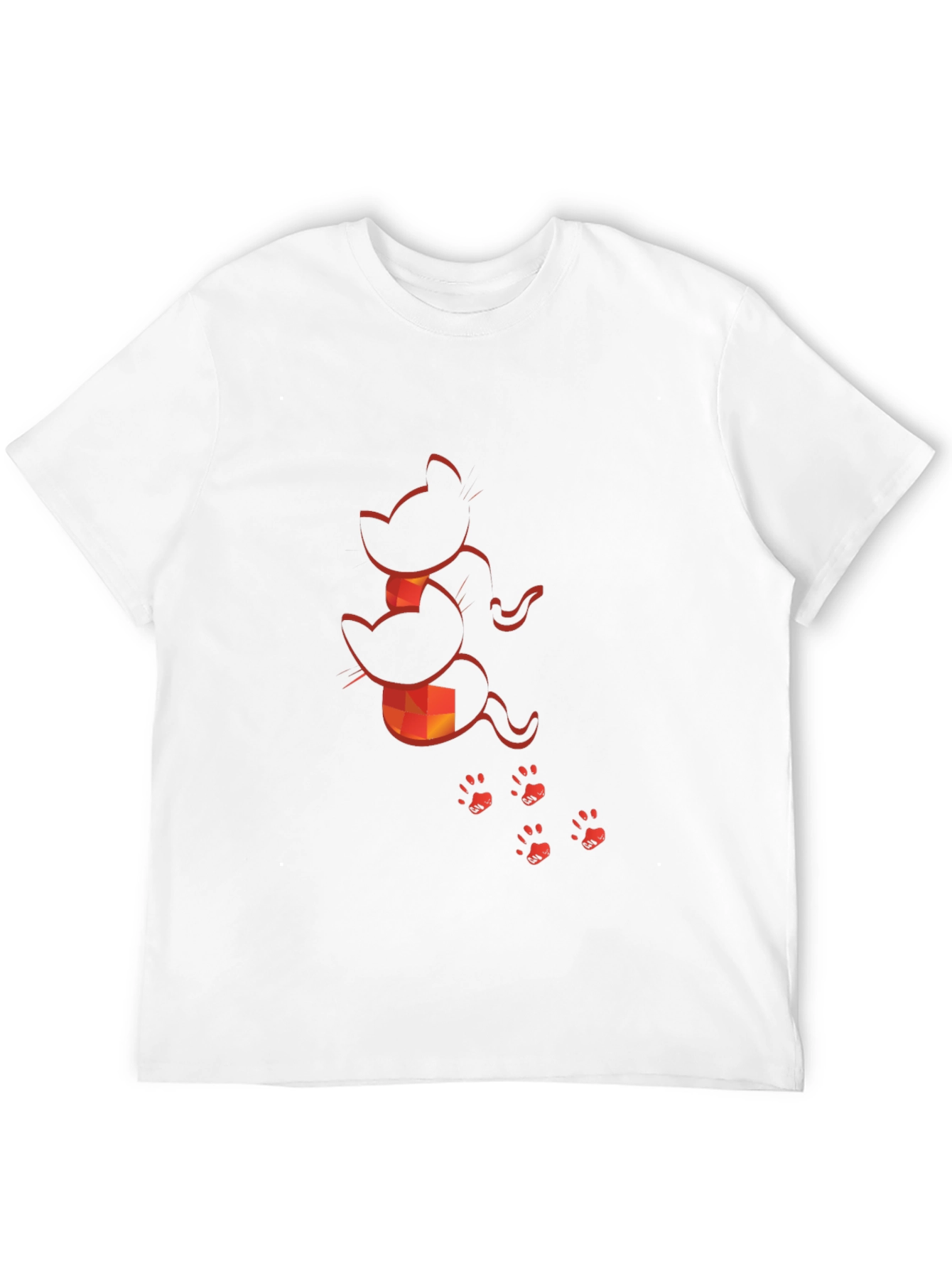 Camiseta Negra con Diseño de Gatos Naranja